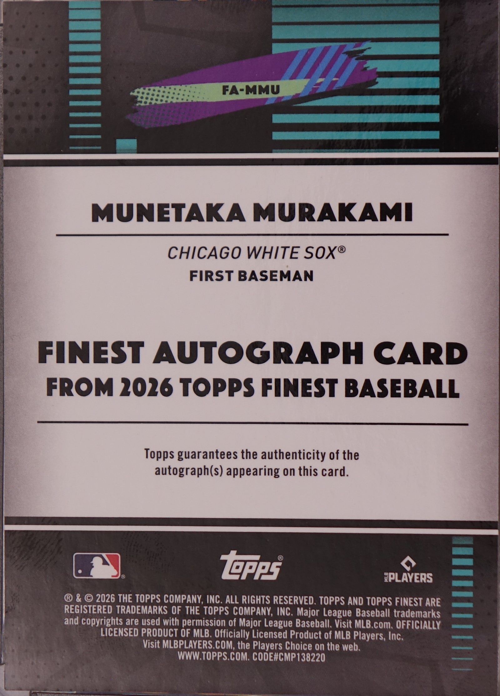 2026 Topps Finest Munetaka Murakami Auto RC Blue Refractor #/150
