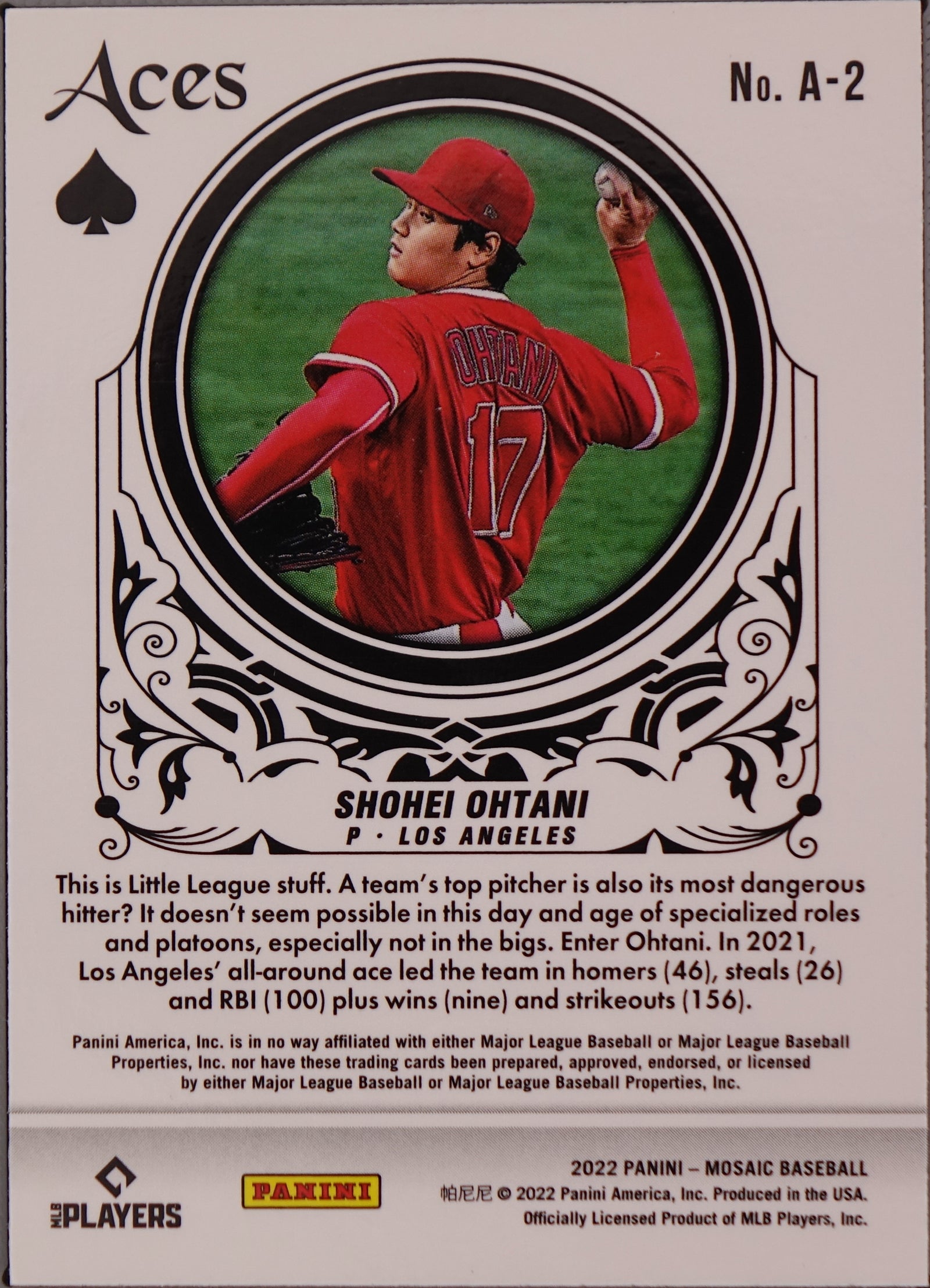 Panini 2022 Mosaic Aces Insert Shohei Ohtani #A-2