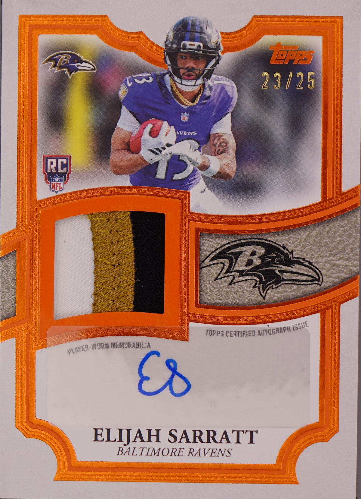 2026 Topps Elijah Sarratt Auto Rookie Patch Card Orange /25