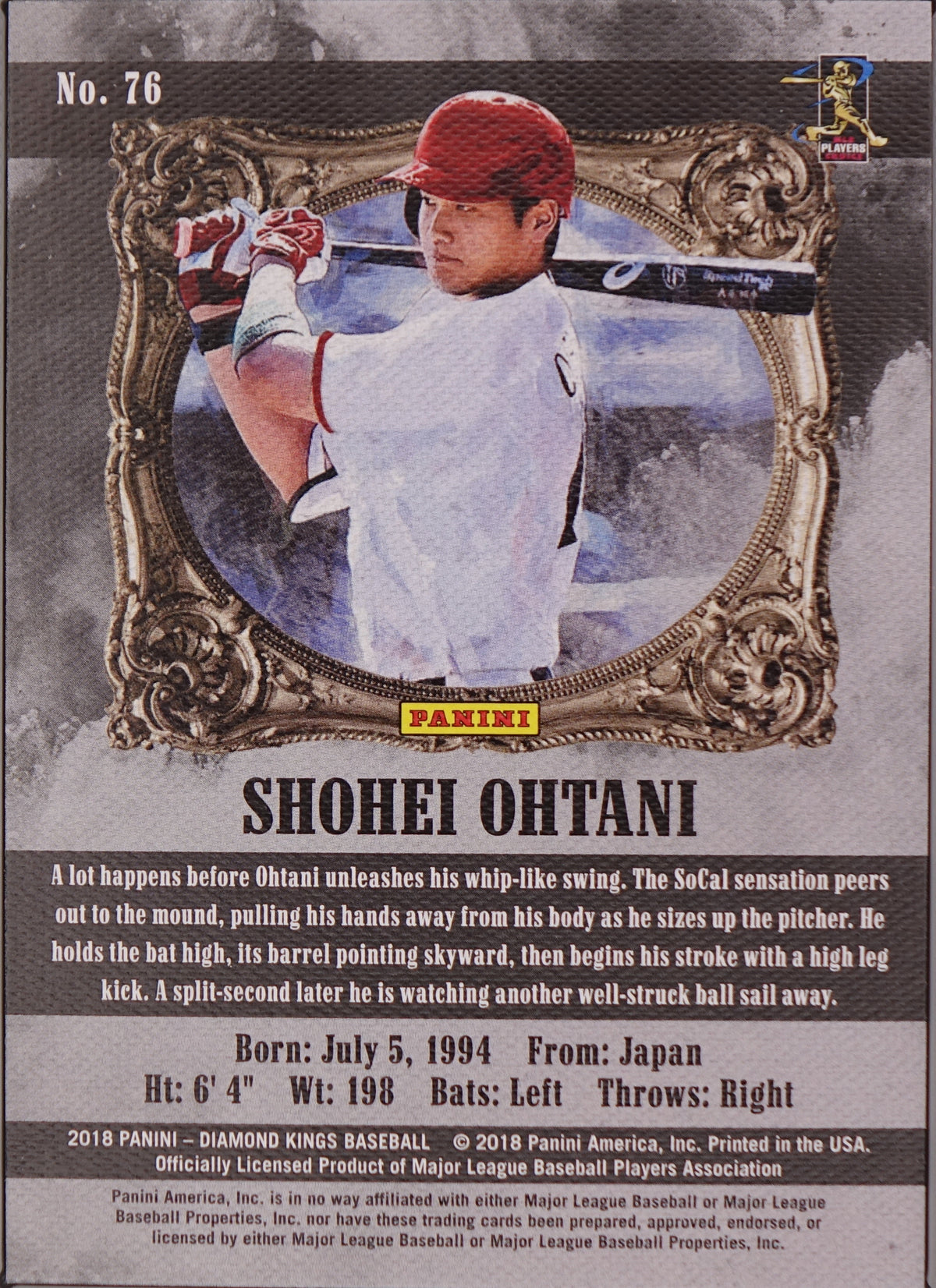 2018 Panini Diamond Kings - Black & White Variation Shohei Ohtani #76 (RC)