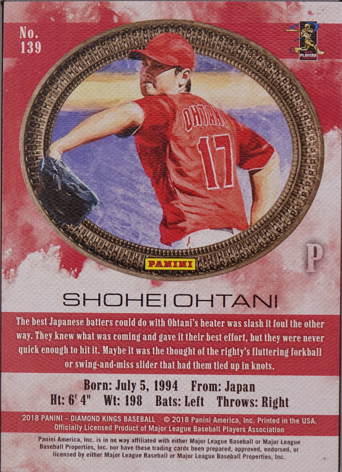 SHOHEI OHTANI RC Base Pitching Variation 2018 Panini Diamond Kings #139