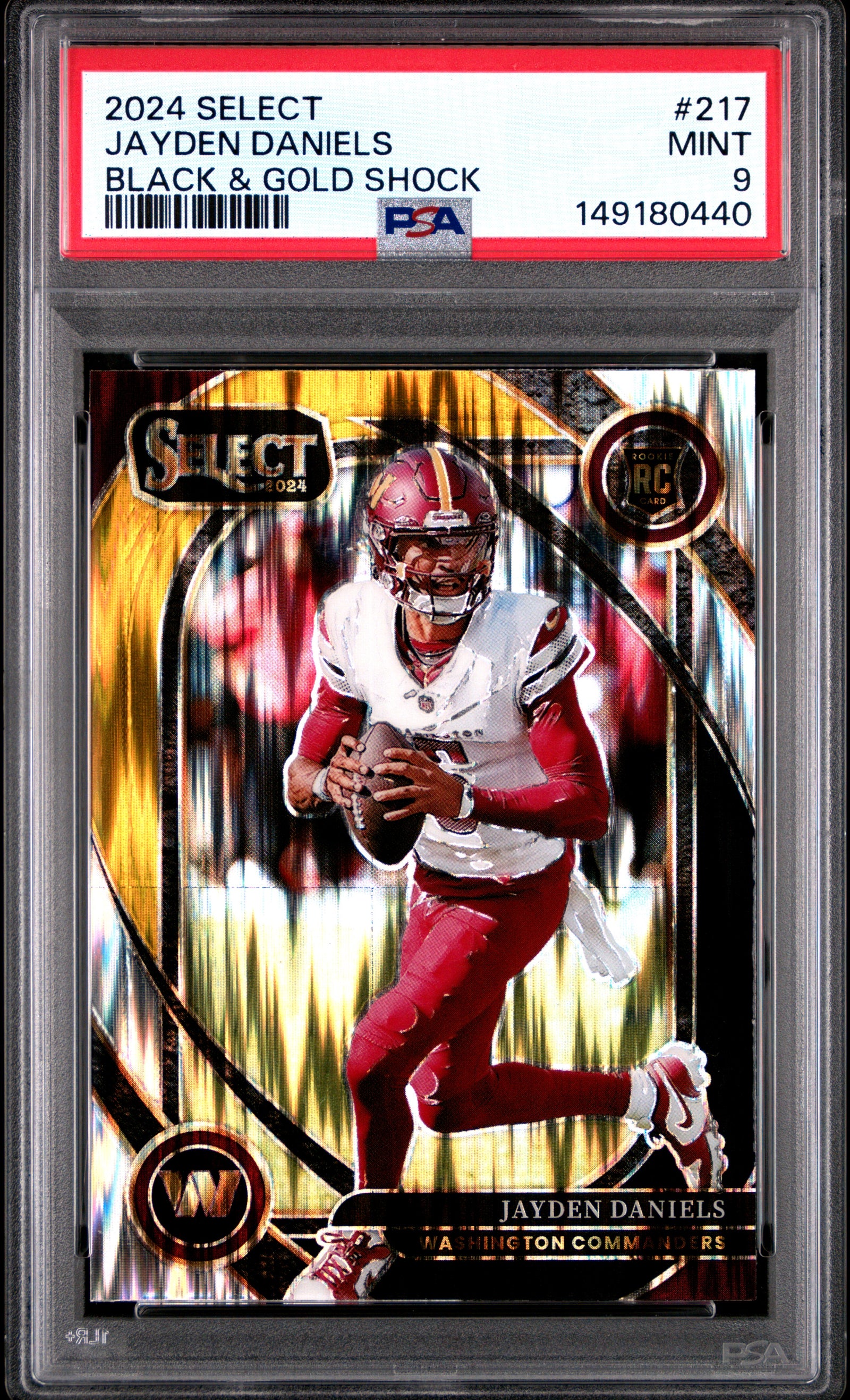 2024 Panini Select 217 Jayden Daniels Black & Gold Shock PSA 9