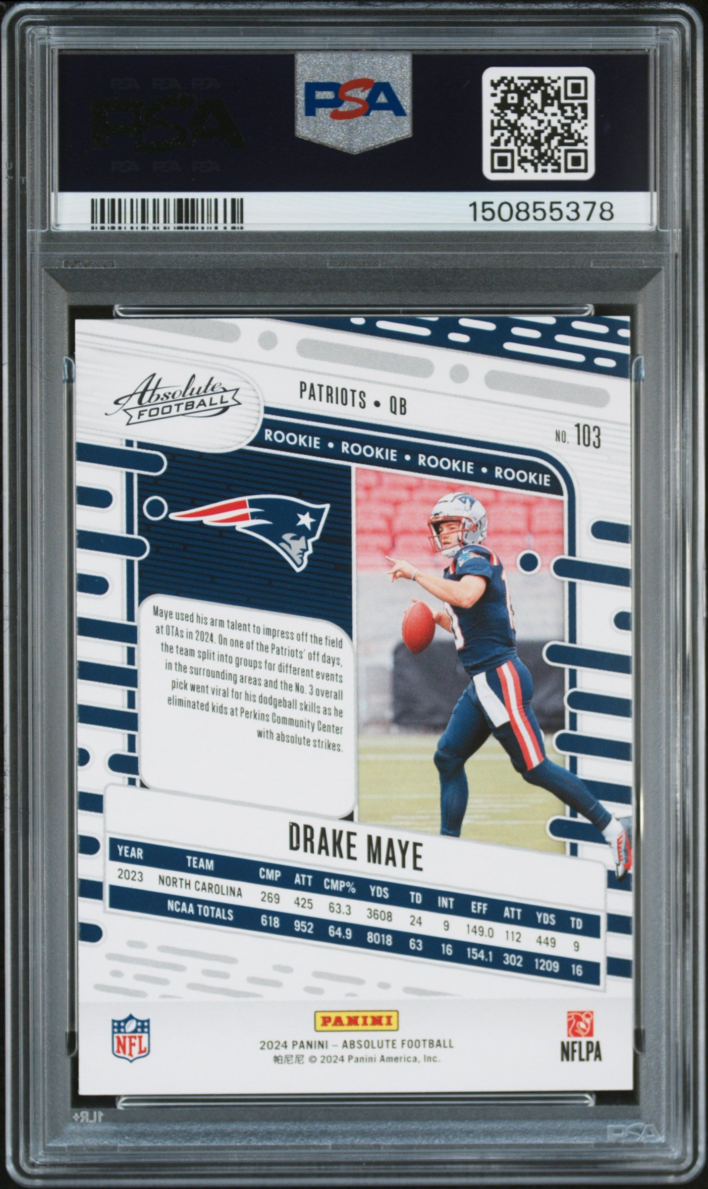 2024 Panini Absolute 103 Drake Maye PSA 9