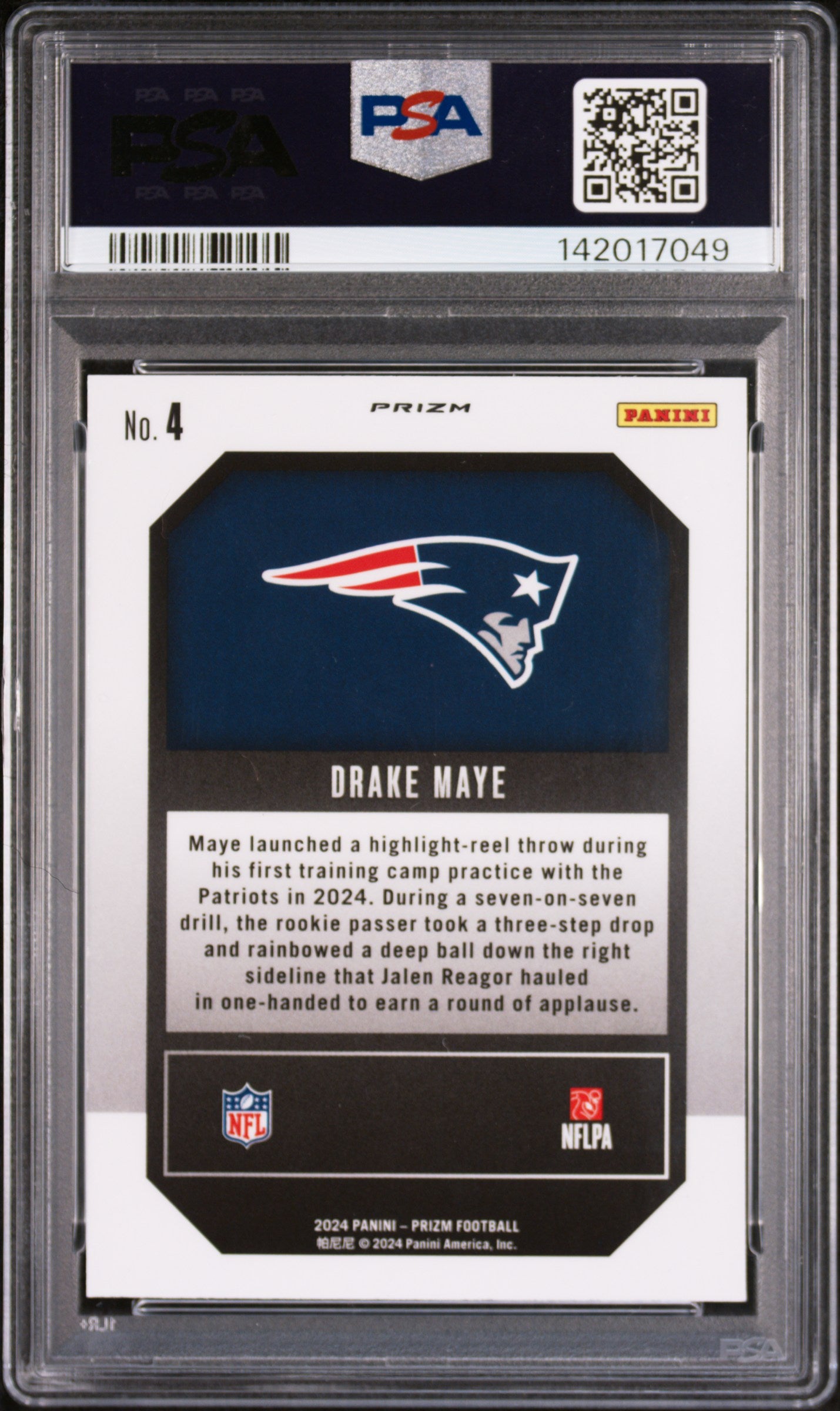 2024 Panini Prizm Emergent 4 Drake Maye Green Wave PSA 8