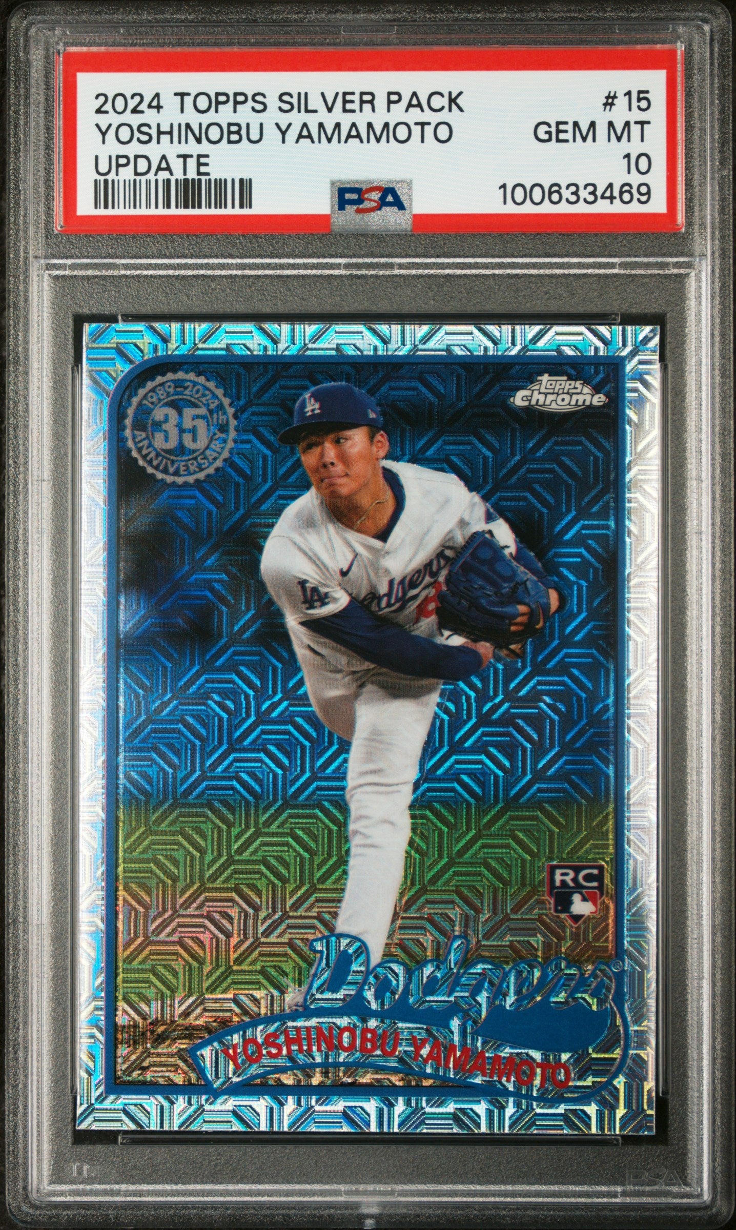 2024 Topps Silver Pack 1989 Chrome Promo T89Cu15 Yoshinobu Yamamoto Update PSA 10