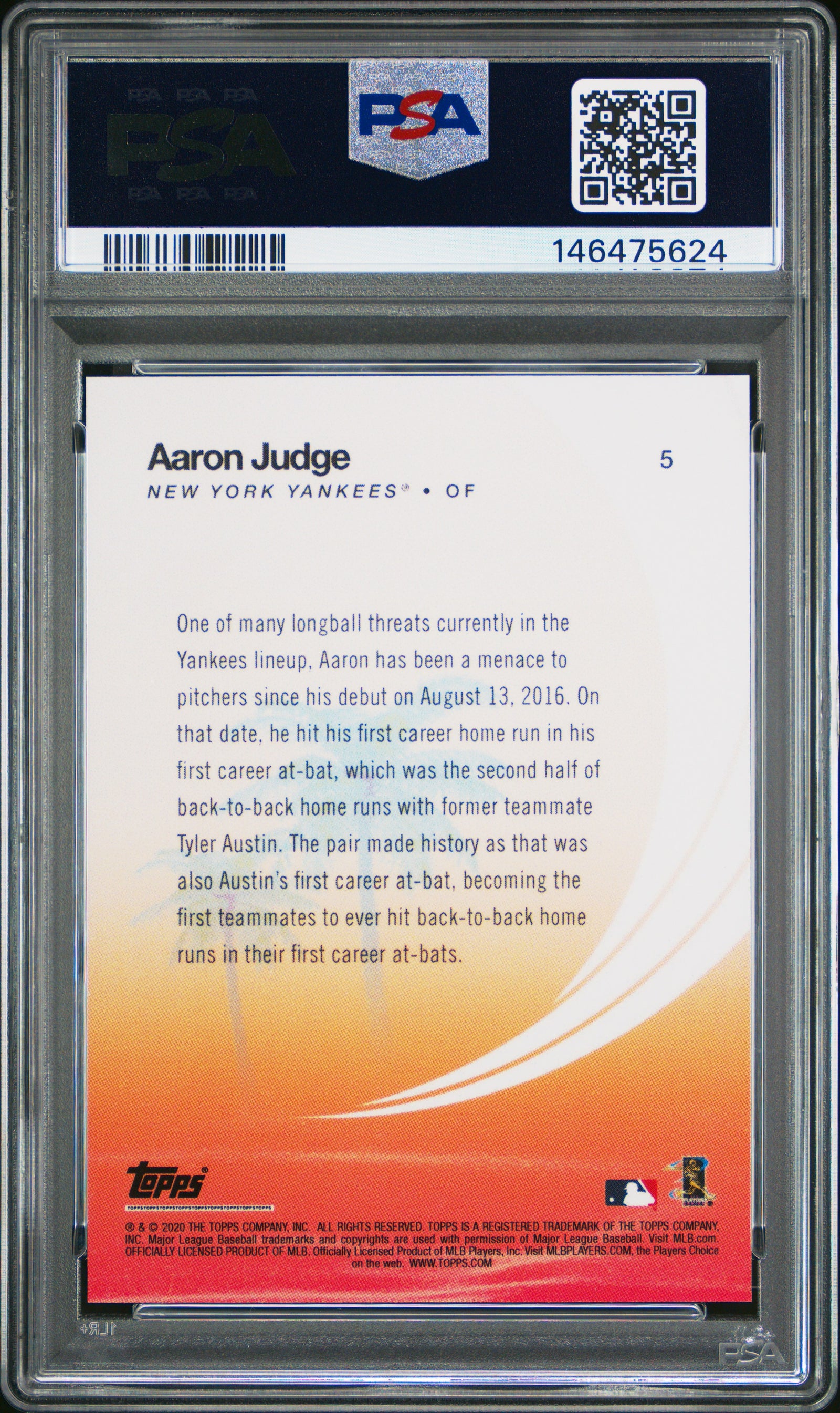 2020 Topps On Demand Mlb Summer Blockbuster 5 Aaron Judge PSA 10