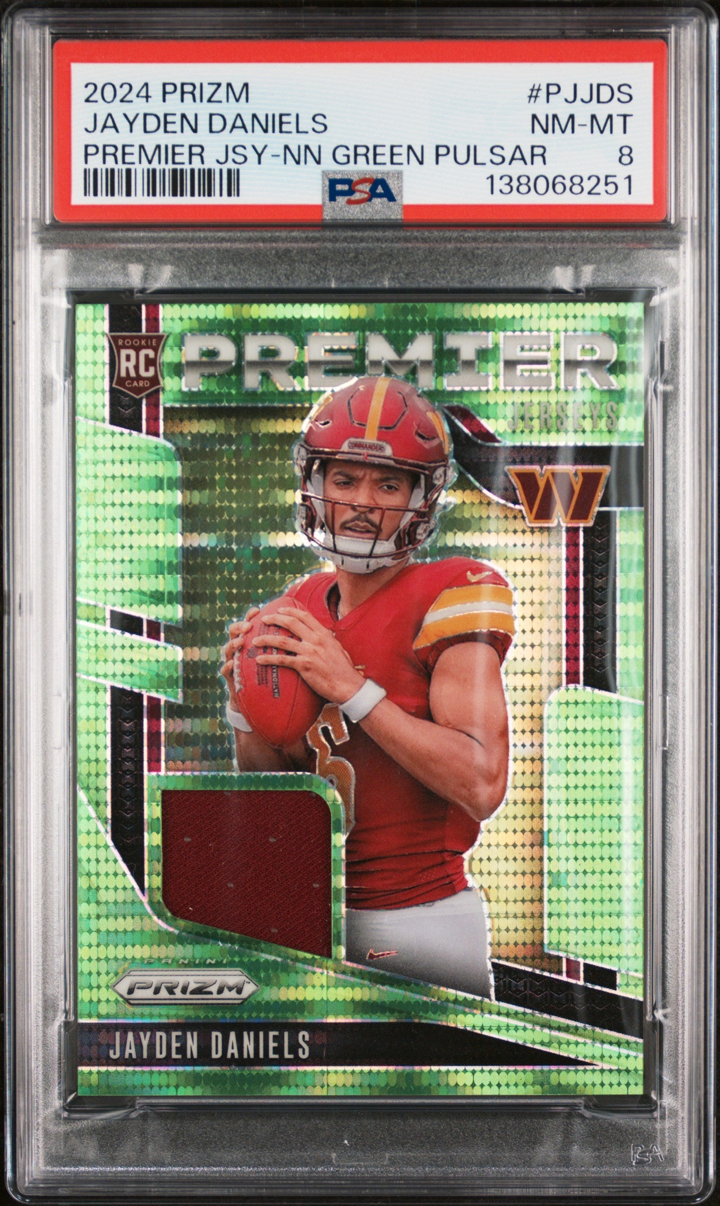 2024 Panini Prizm Premier Jerseys Pjjds Jayden Daniels Neon Green Pulsar PSA 8