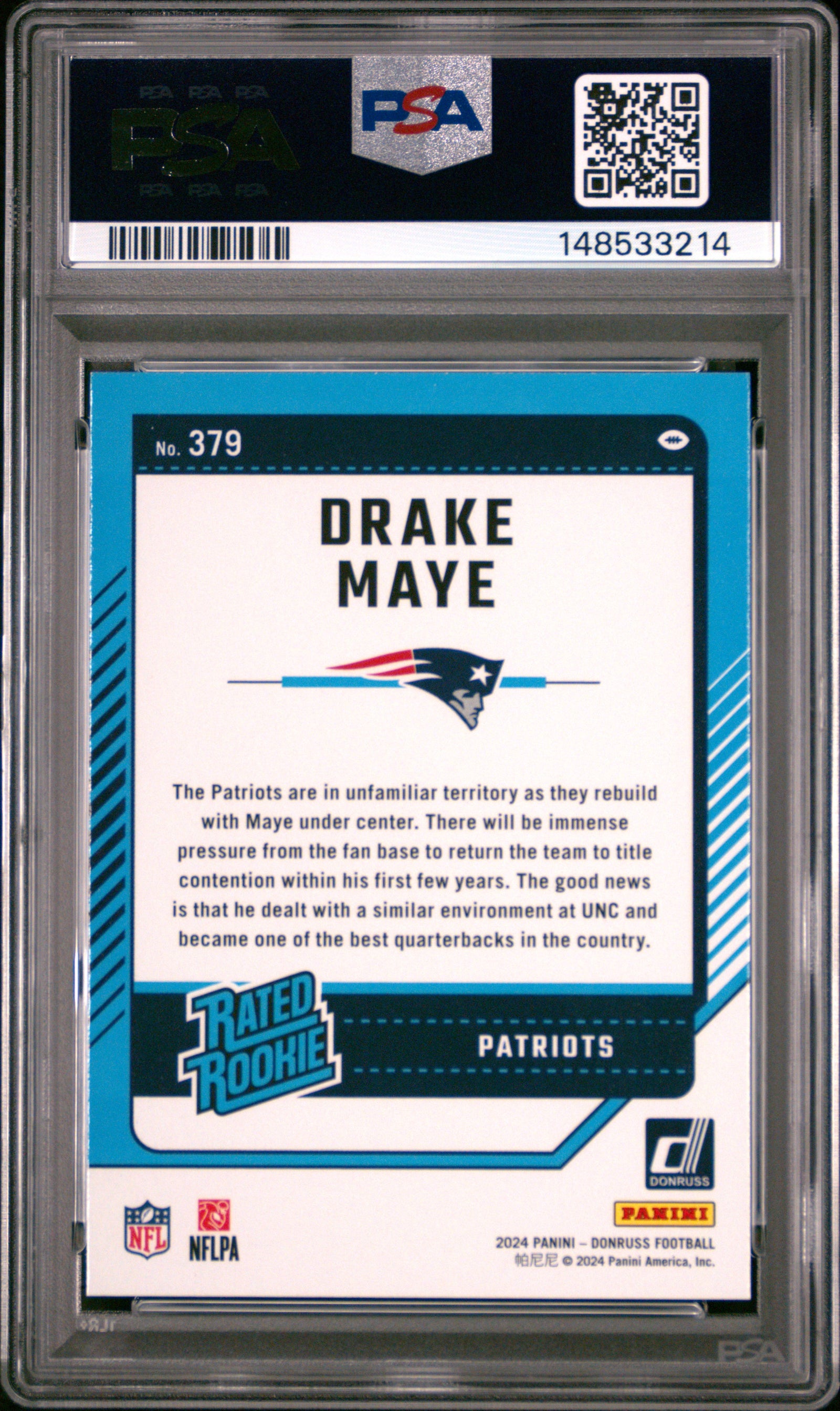 2024 Panini Donruss 379 Drake Maye PSA 9