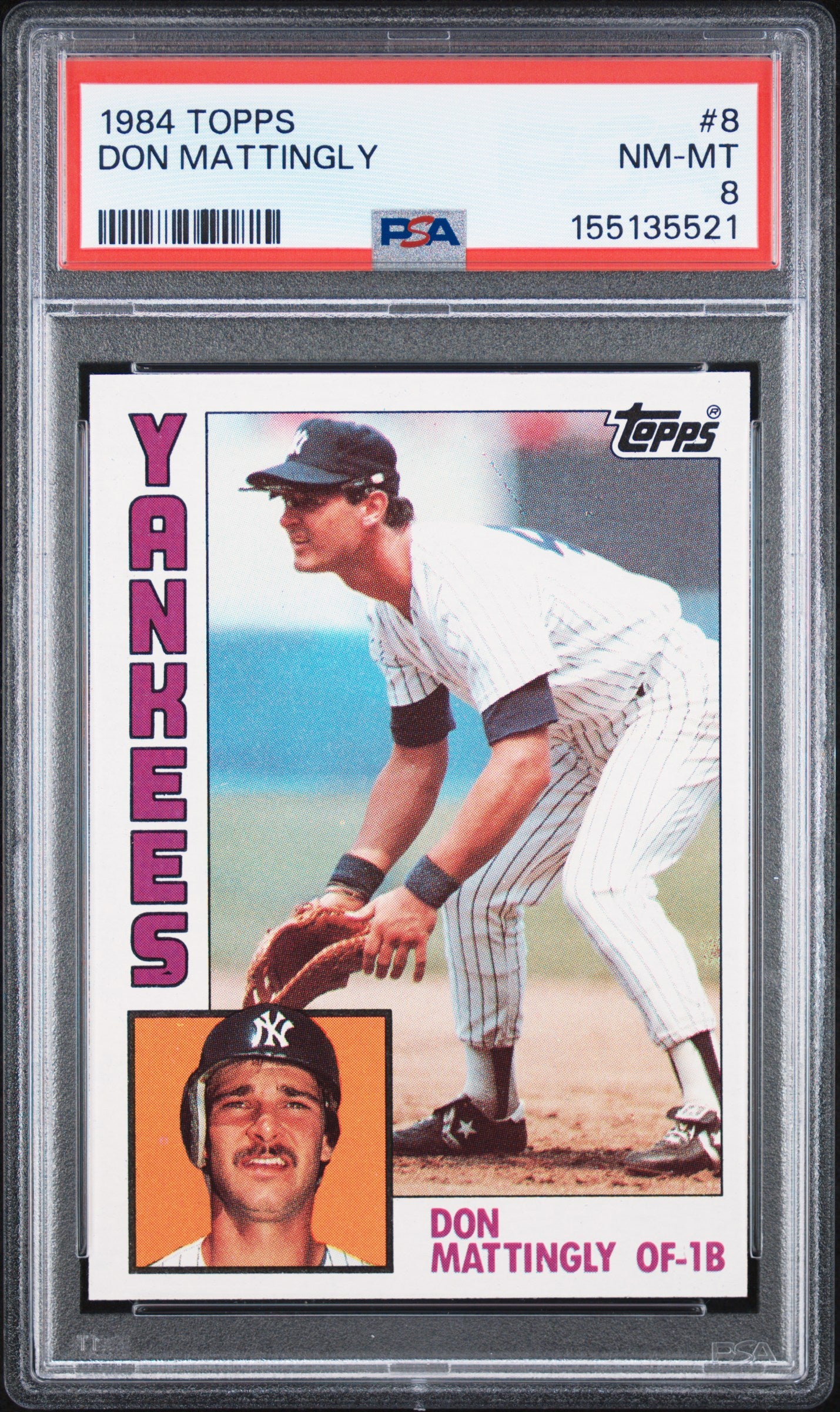 1984 TOPPS 8 DON MATTINGLY PSA 8 - front