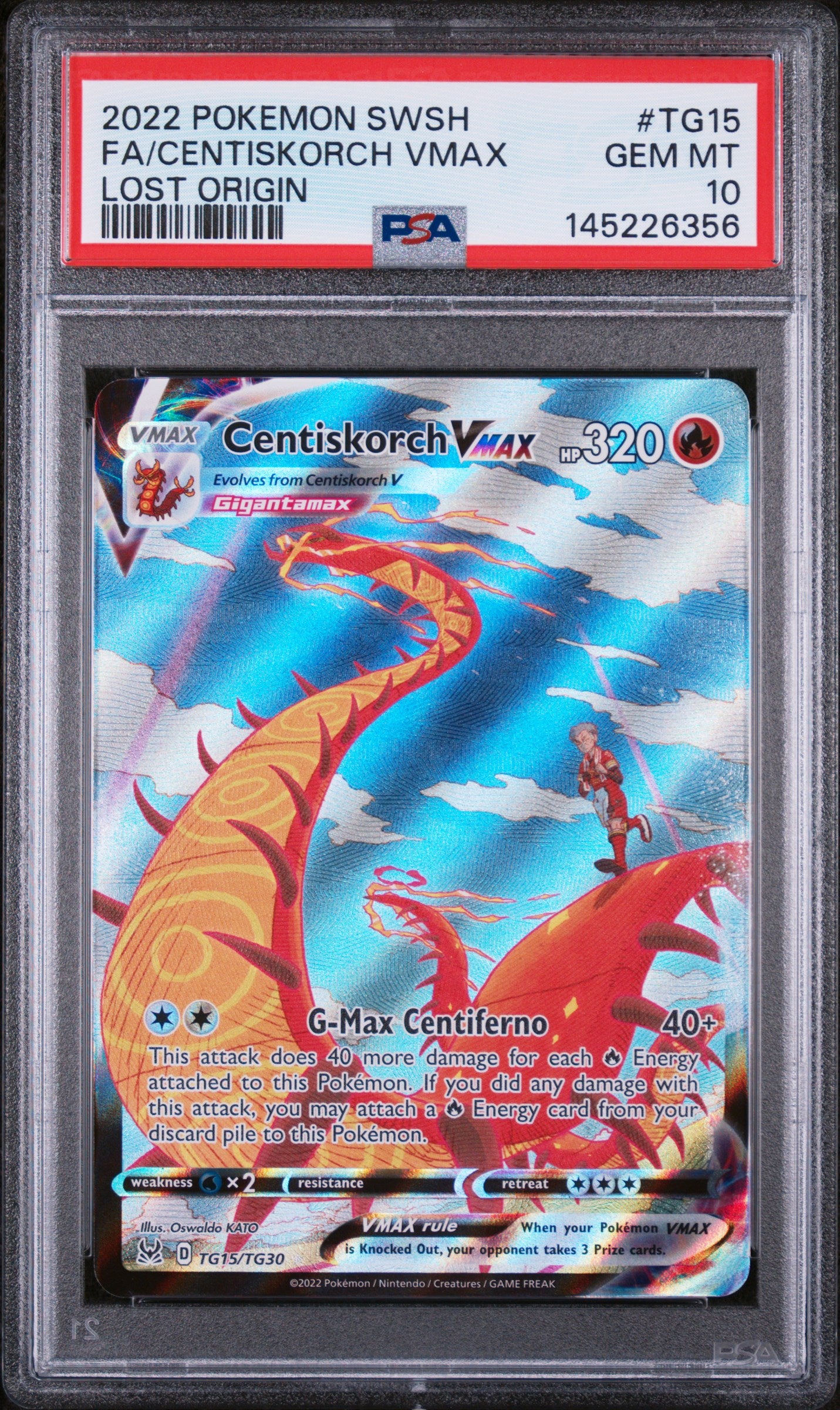 2022 Pokemon Sword & Shield Lost Origin Tg15 Full Art/Centiskorch Vmax PSA 10
