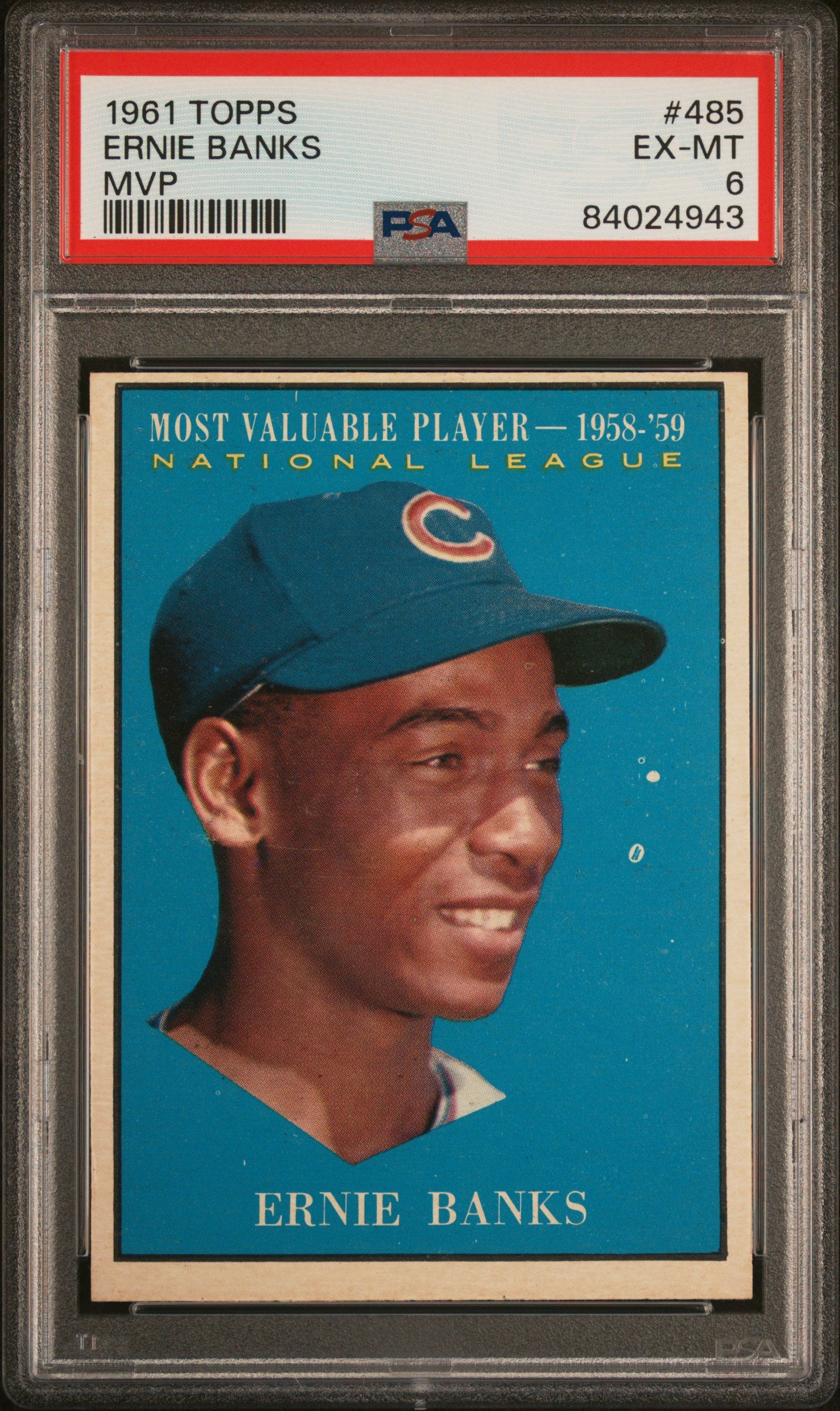 1961 Topps 485 Ernie Banks Mvp PSA 6