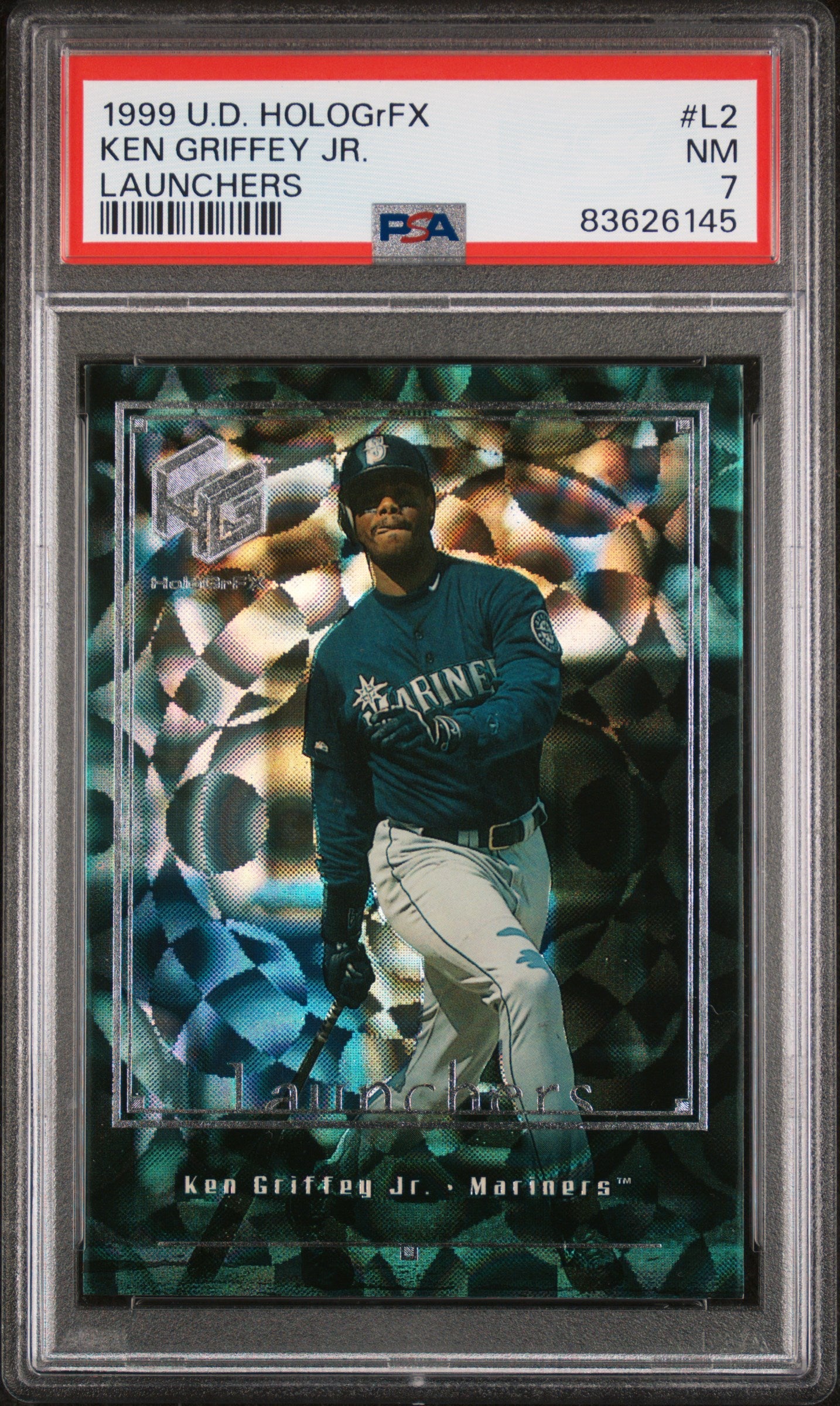 1999 UPPER DECK HOLOGrFX LAUNCHERS L2 KEN GRIFFEY JR. PSA 7 - front