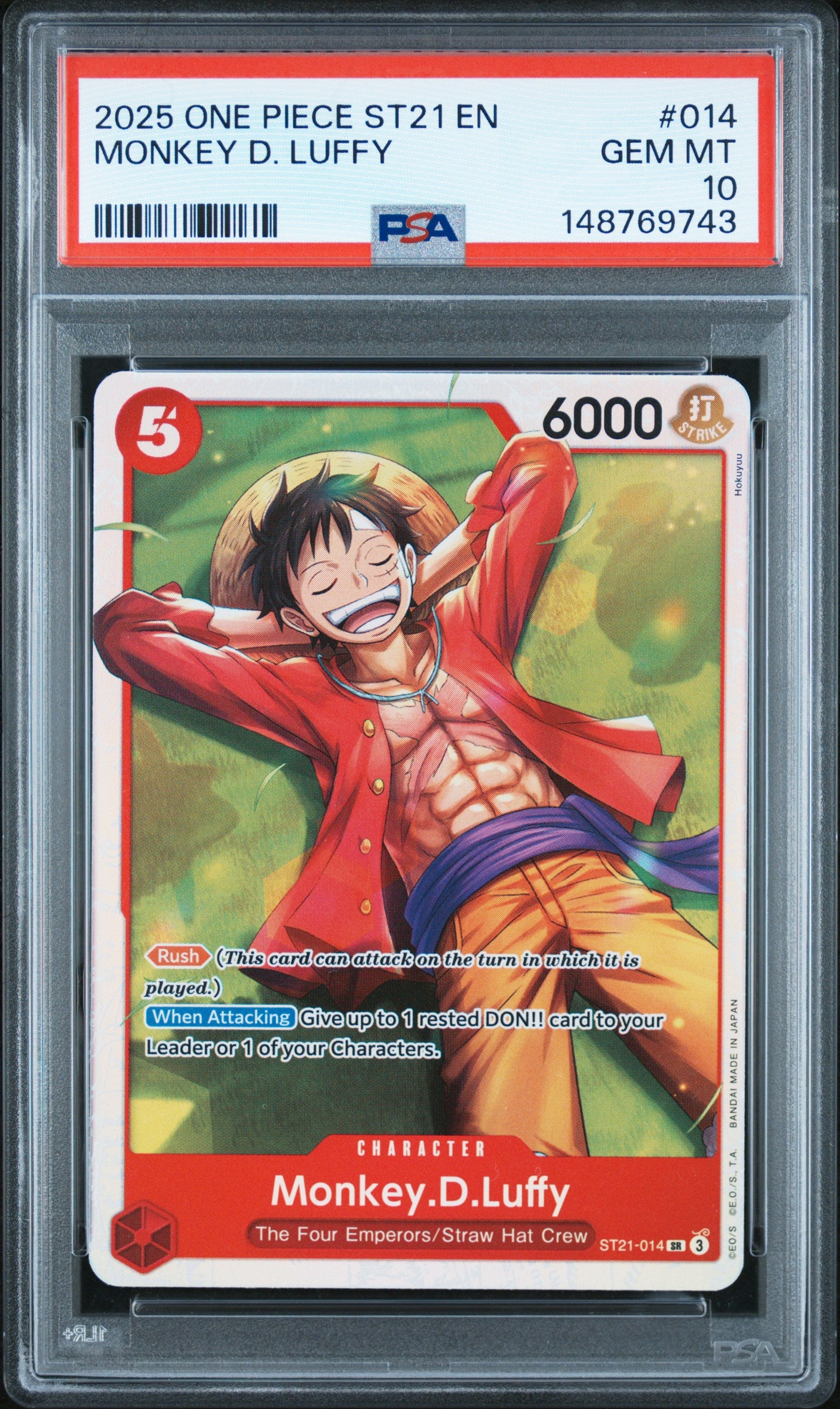 2025 One Piece Starter Deck St21-Ex Gear 5 014 Monkey D. Luffy PSA 10