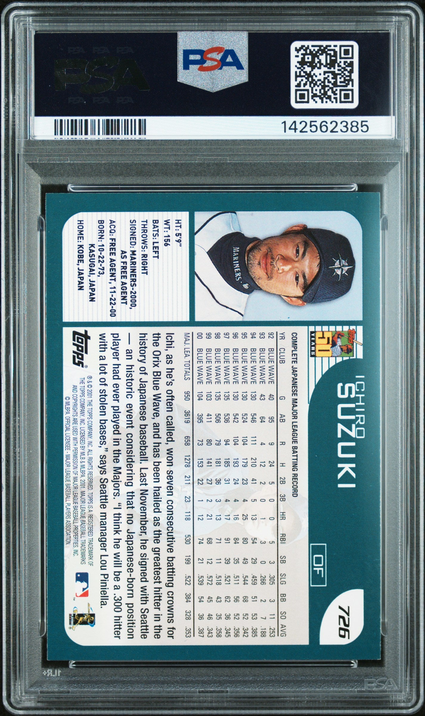 2001 Topps 726 Ichiro Suzuki  PSA 7