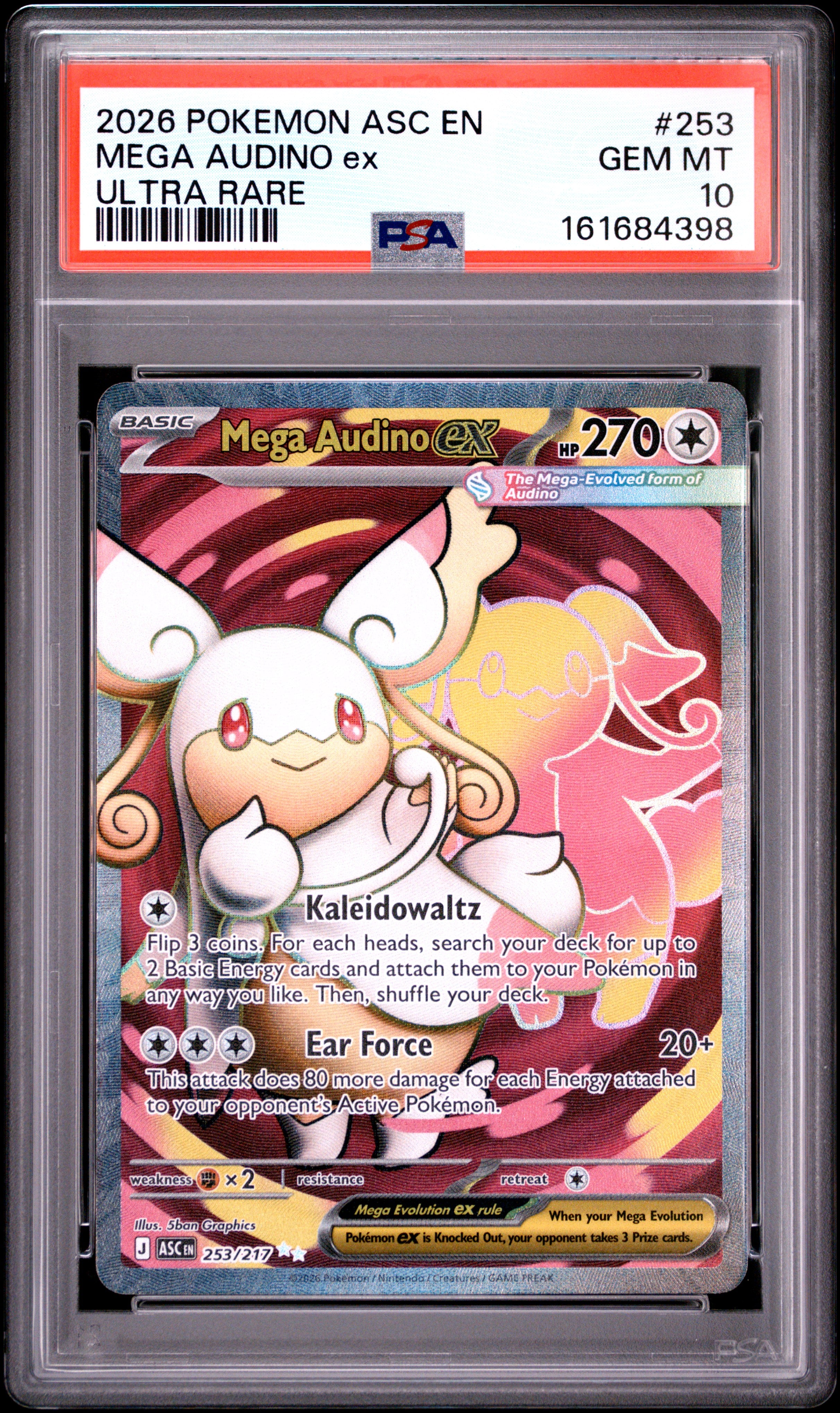 2026 POKEMON ASC EN-ASCENDED HEROES 253 MEGA AUDINO EX ULTRA RARE PSA 10 - front