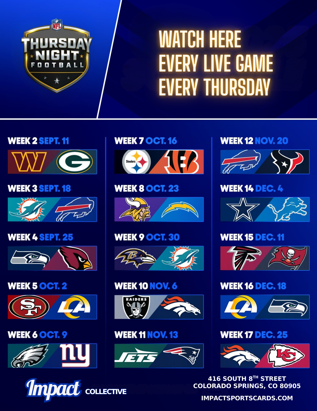 Thursday Night Football.... All Season Long.....
