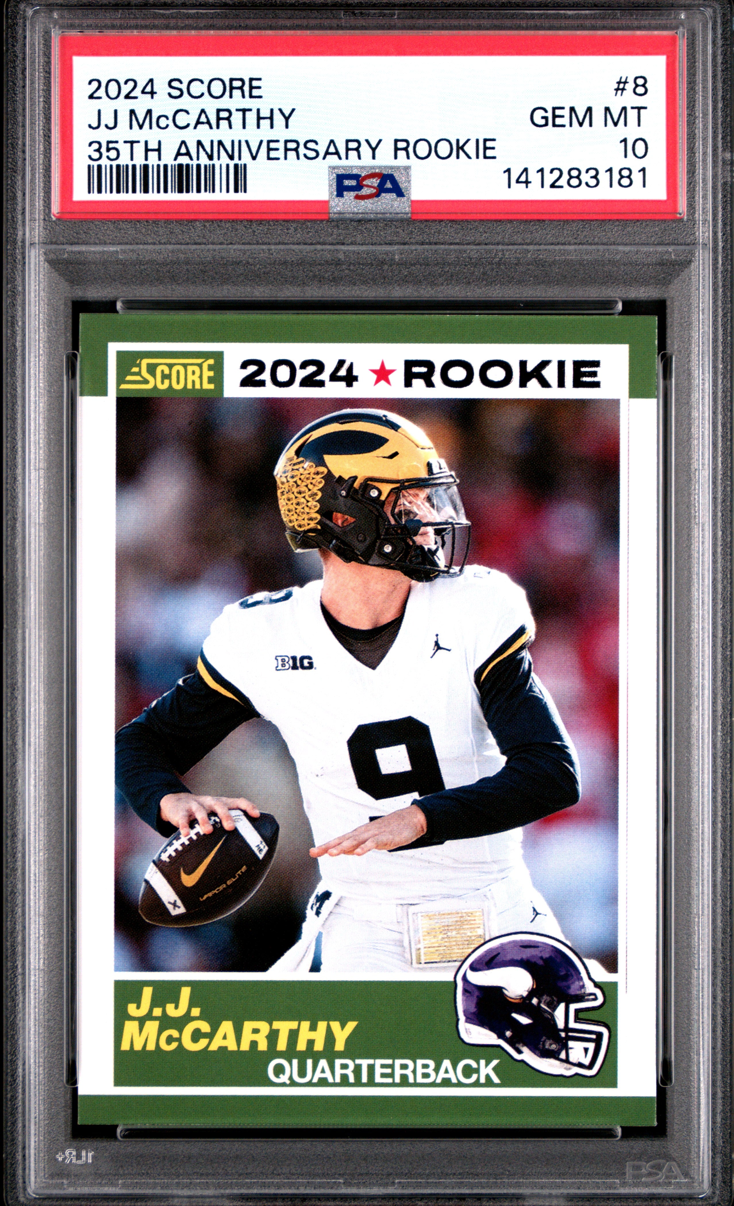 2024 Panini Score 35Th Anniversary Rookie 8 Jj Mccarthy  PSA 10