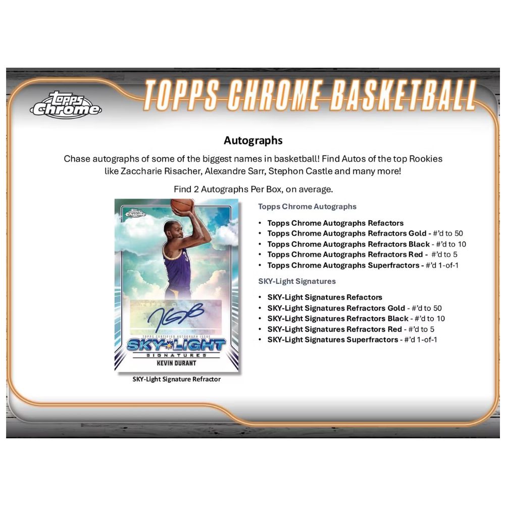 2024-25 Topps Chrome NBA Basketball Hobby Box