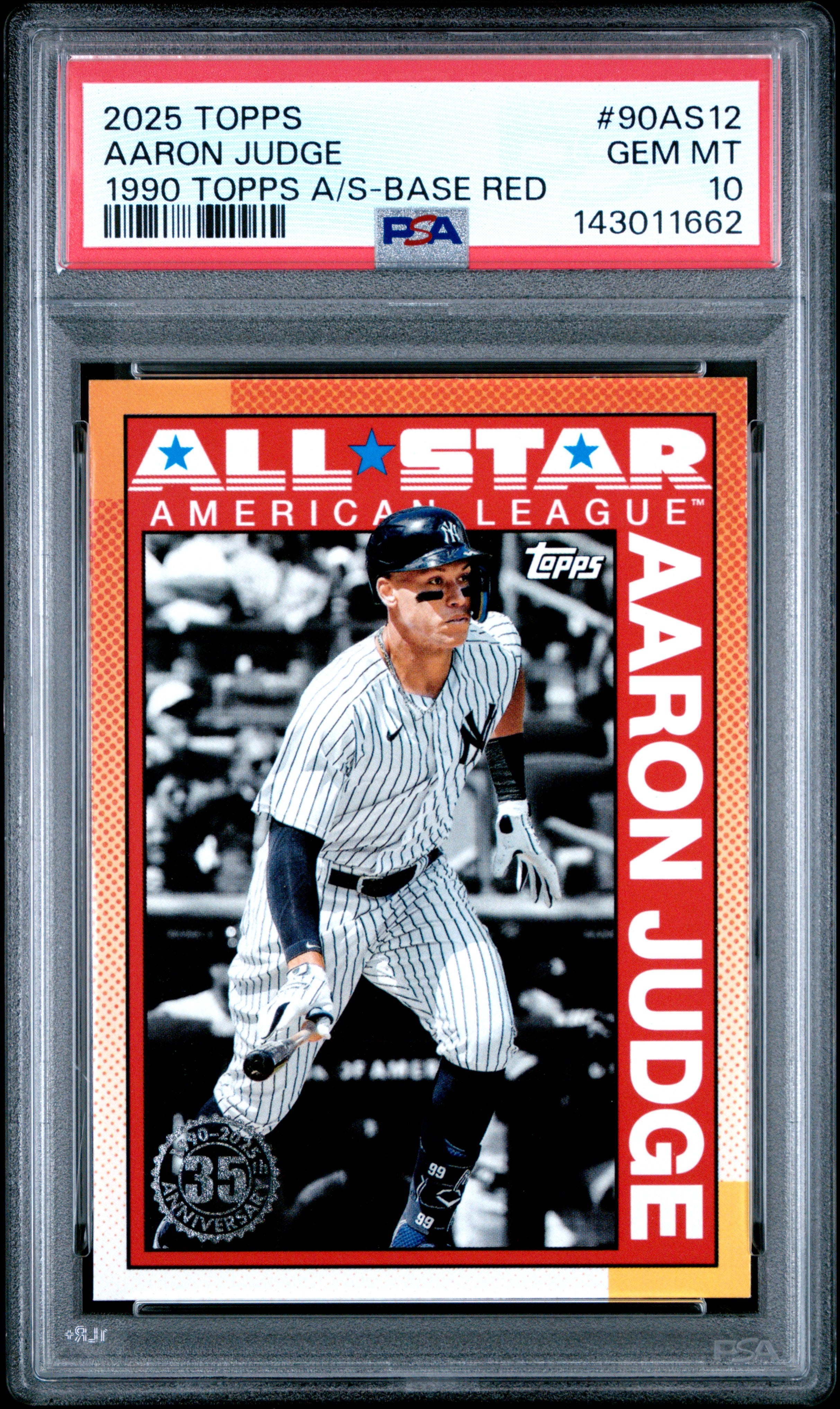 2025 Topps 1990 Topps All-Star 90As12 Aaron Judge Base Red PSA 10