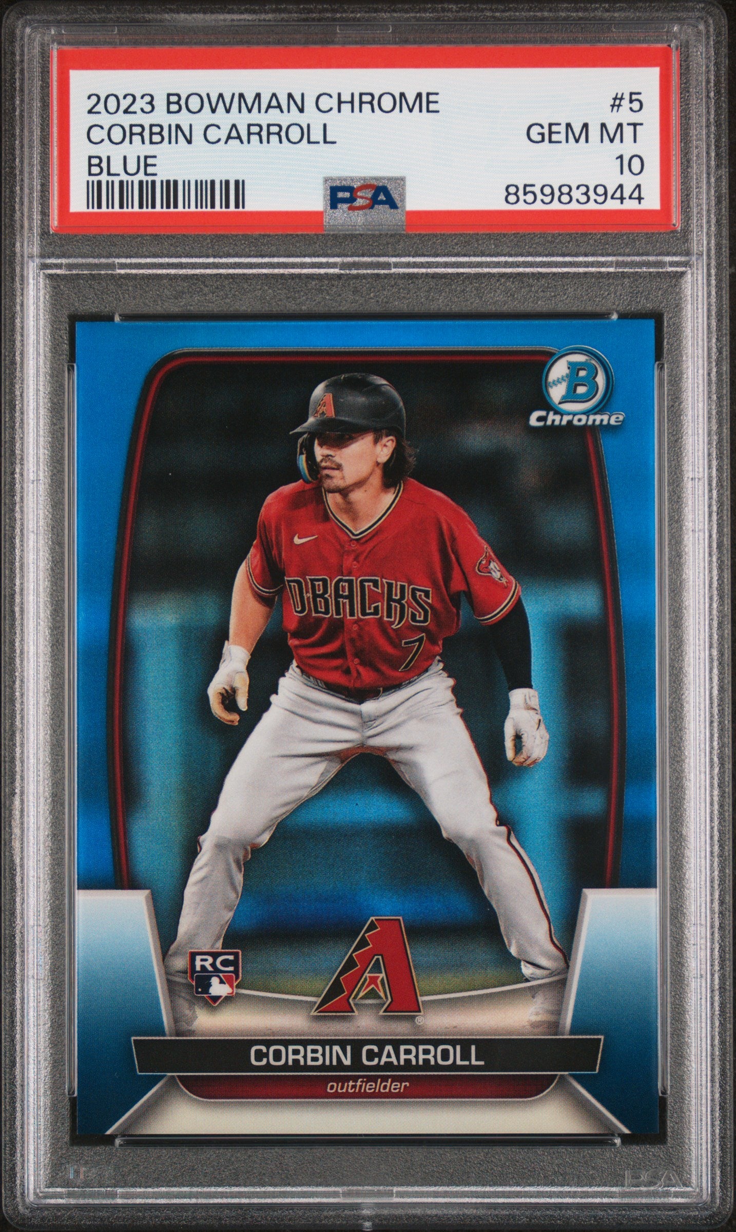 2023 Bowman Chrome 5 Corbin Carroll Blue Refractor PSA 10