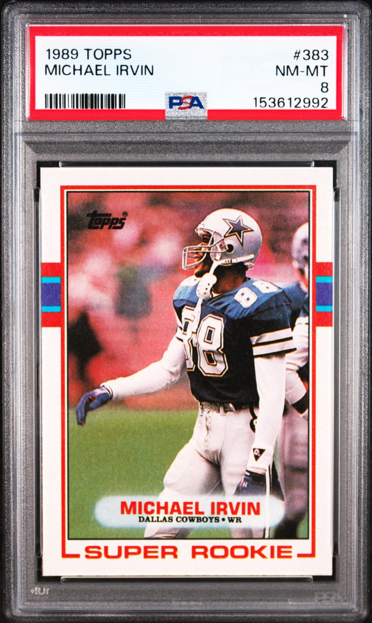 1989 TOPPS 383 MICHAEL IRVIN PSA 8 - front