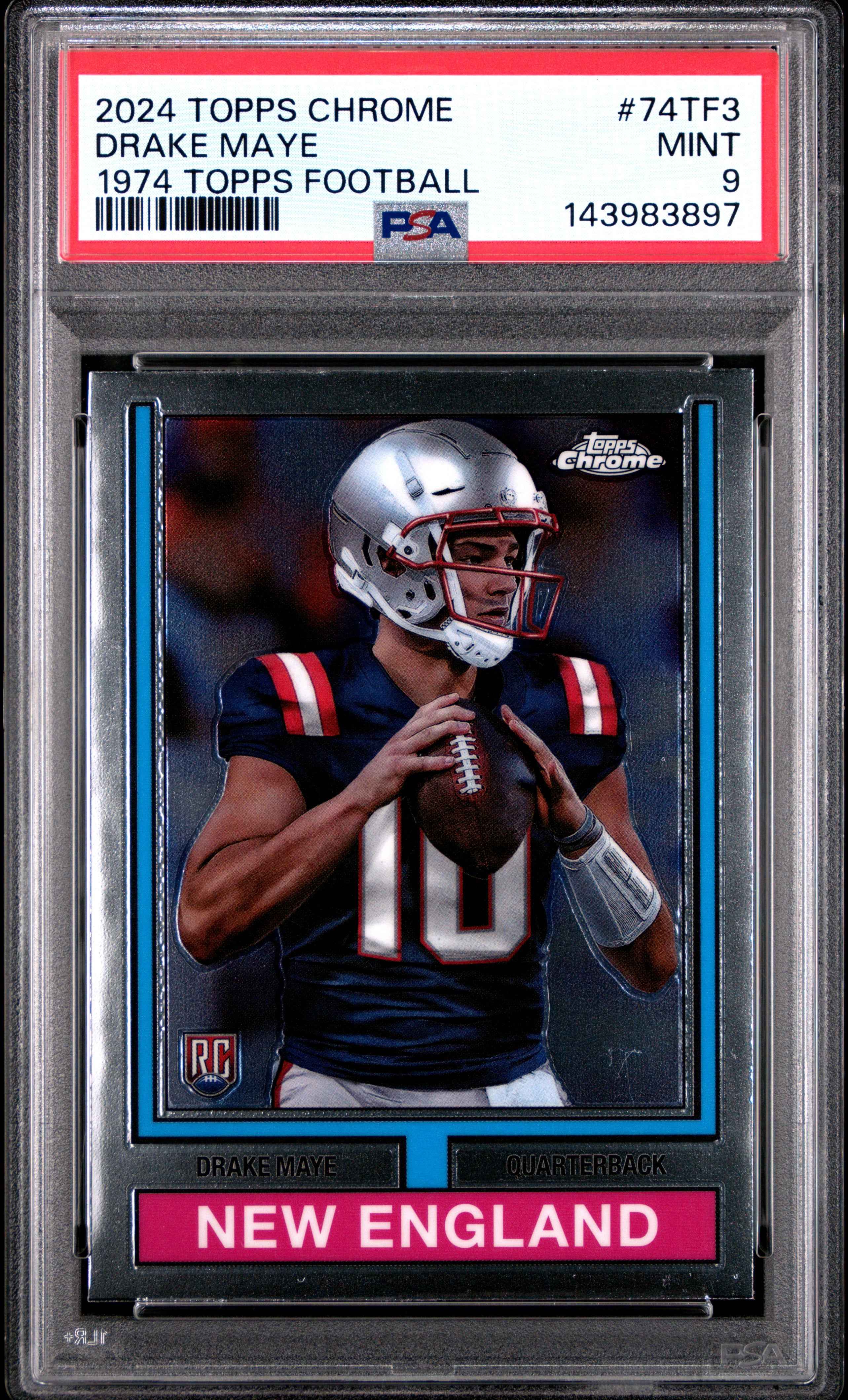 2024 Topps Chrome 1974 Topps Football 74Tf3 Drake Maye  PSA 9