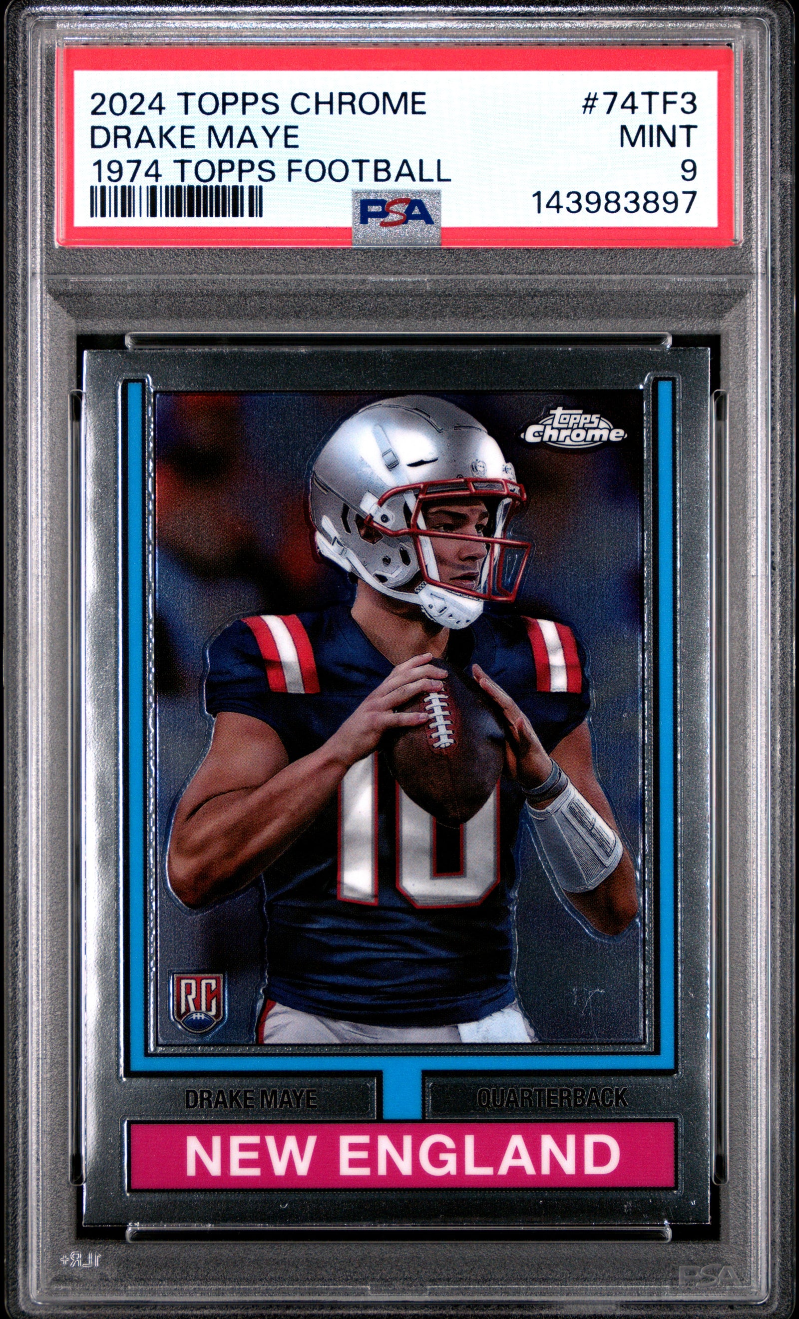 2024 Topps Chrome 1974 Topps Football 74Tf3 Drake Maye  PSA 9