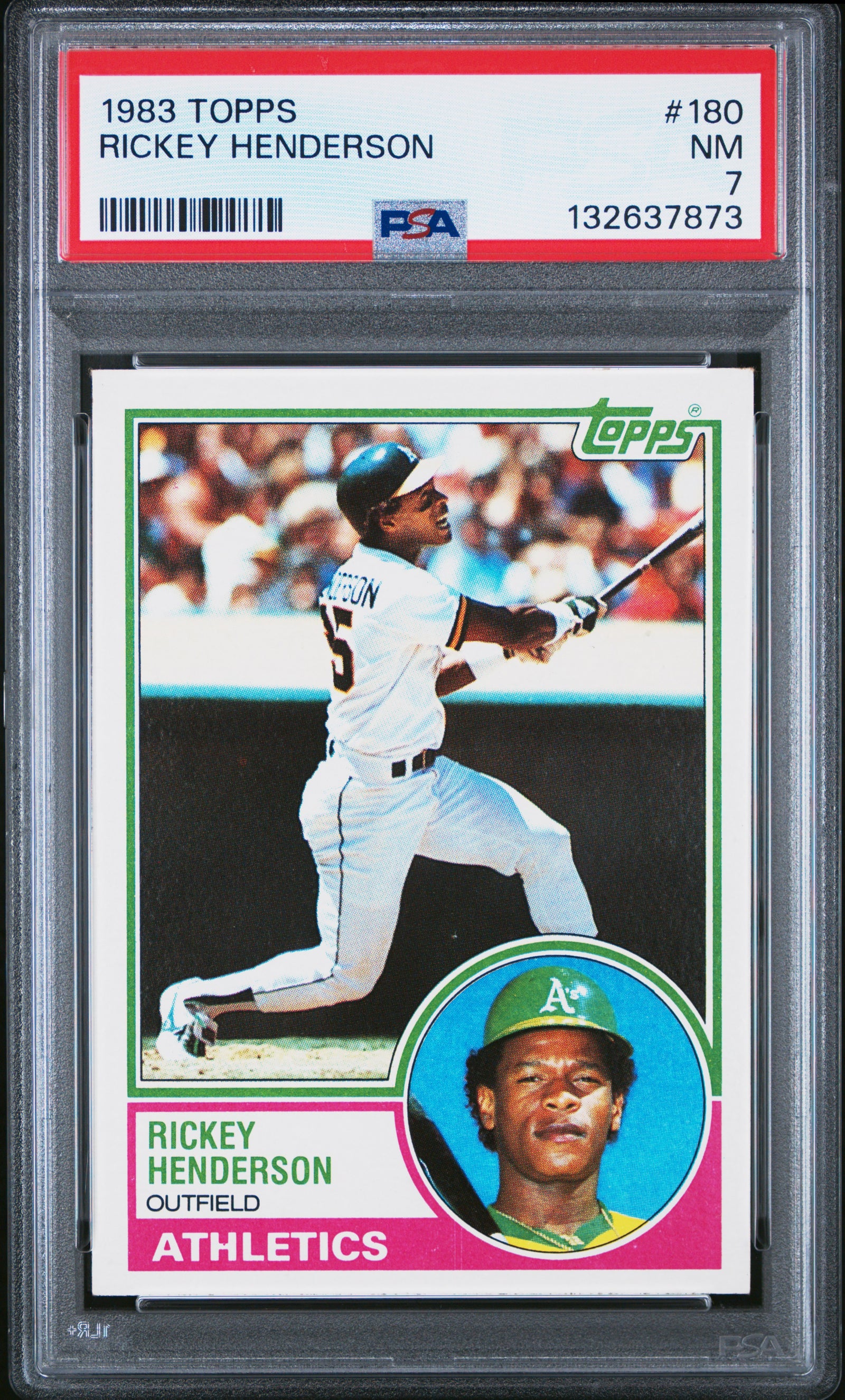 1983 TOPPS 180 RICKEY HENDERSON PSA 7 - front