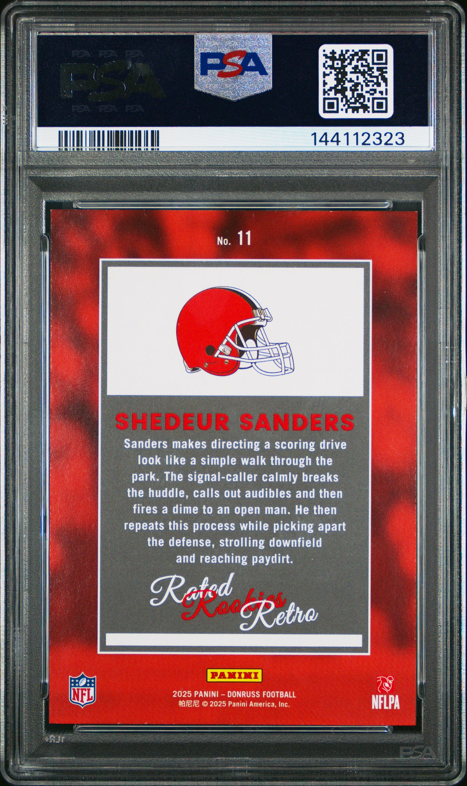 2025 Panini Donruss Rated Rookies Retro 11 Shedeur Sanders PSA 9