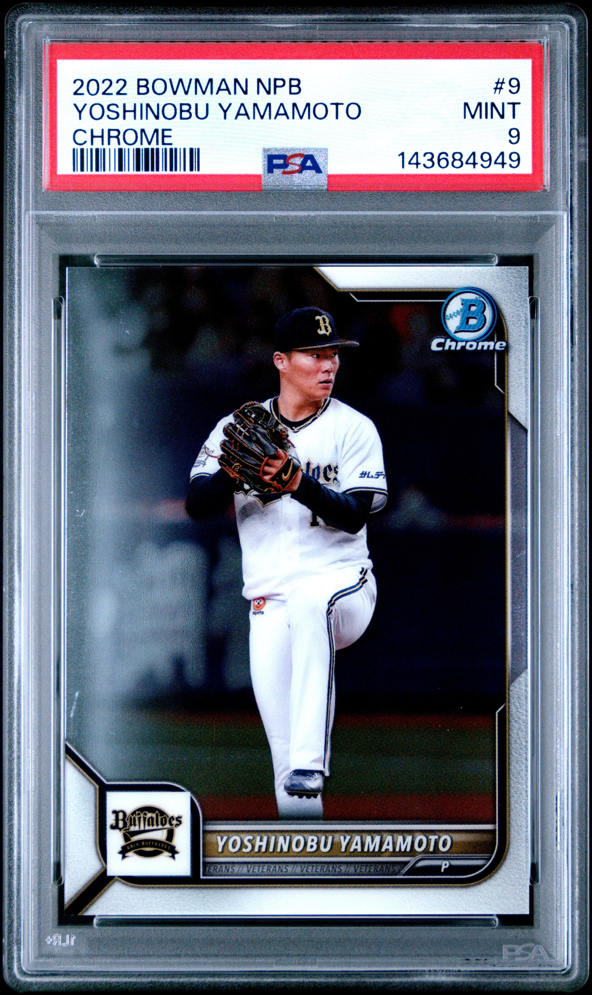 2022 Bowman Npb 9 Yoshinobu Yamamoto Chrome PSA 9