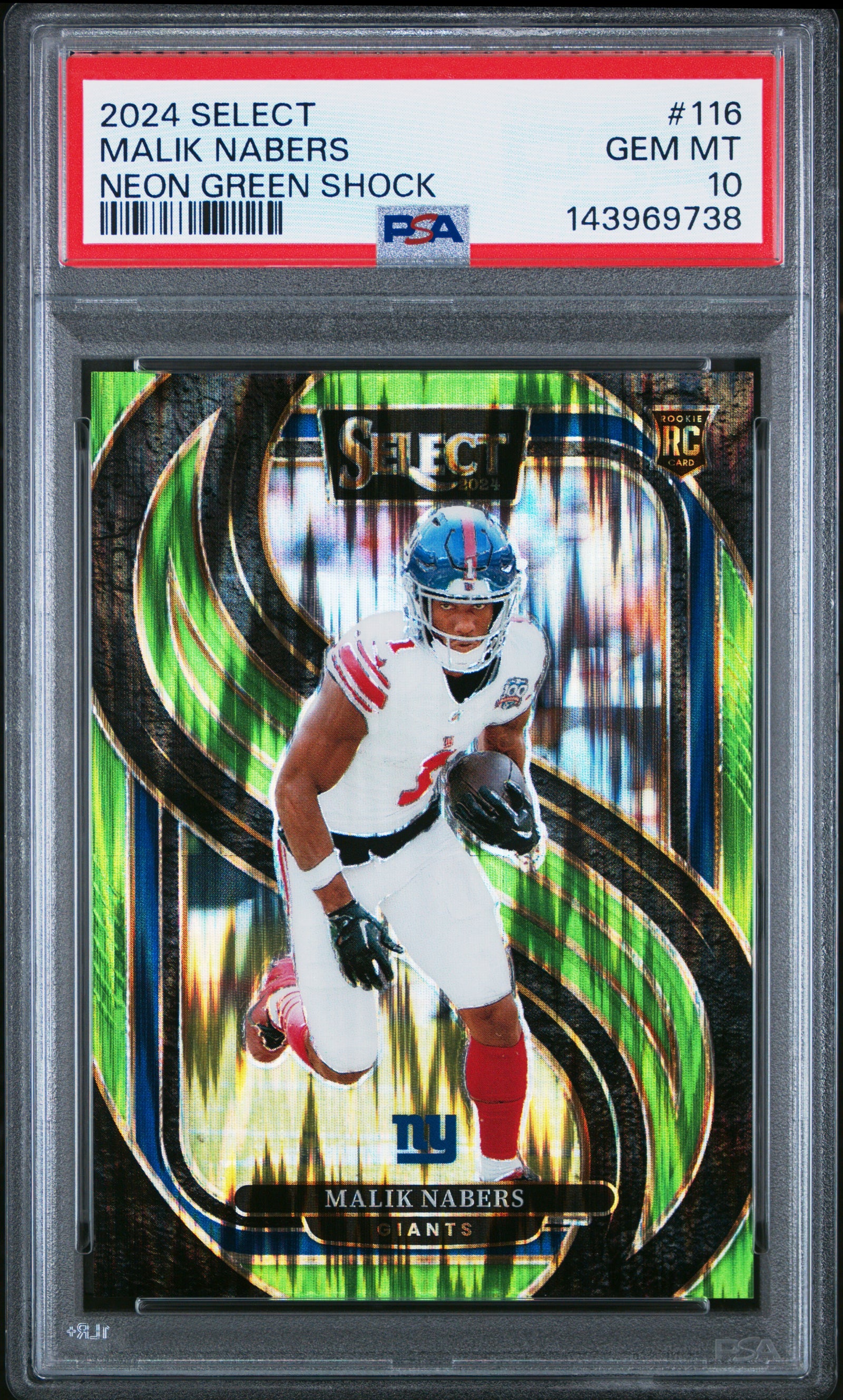 2024 Panini Select 116 Malik Nabers Neon Green Shock PSA 10