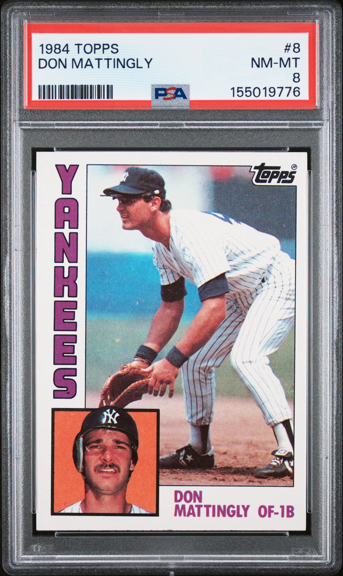 1984 TOPPS 8 DON MATTINGLY PSA 8 - front