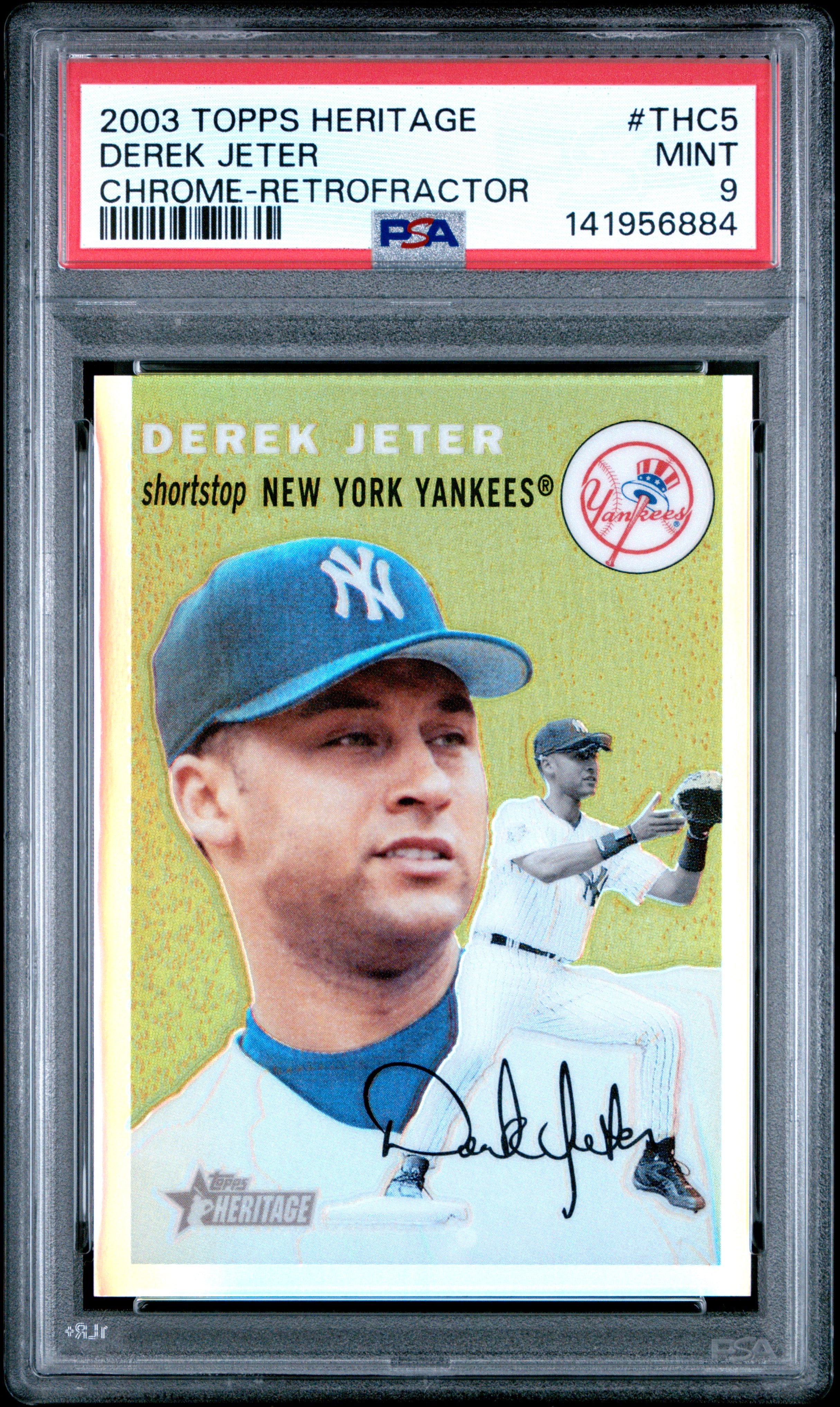 2003 Topps Heritage Chrome Thc5 Derek Jeter Chrome-Retrofractor PSA 9