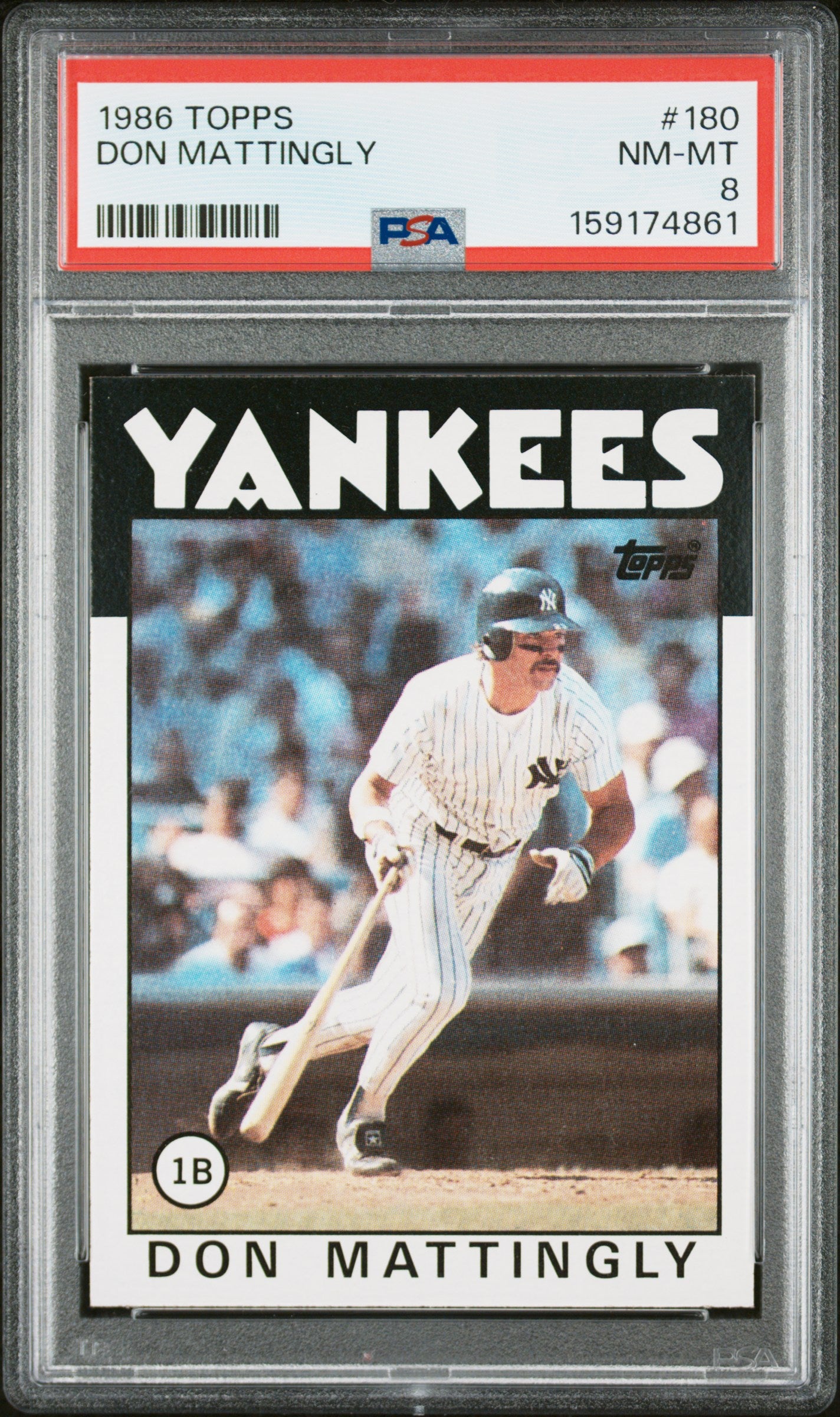 1986 TOPPS 180 DON MATTINGLY PSA 8 - front
