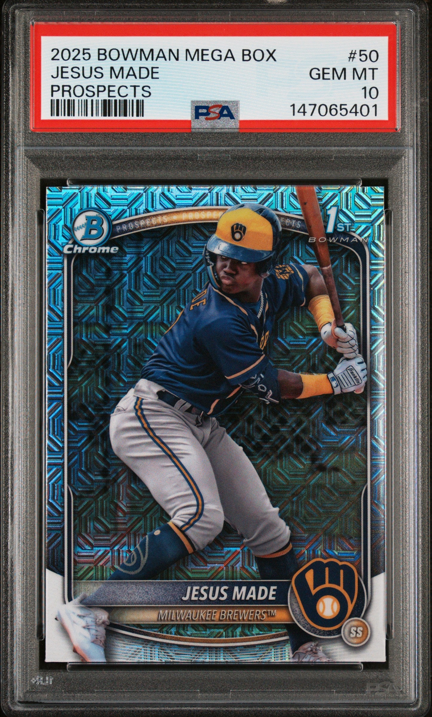 2025 Bowman Mega Box Chrome Prospects 50 Jesus Made PSA 10