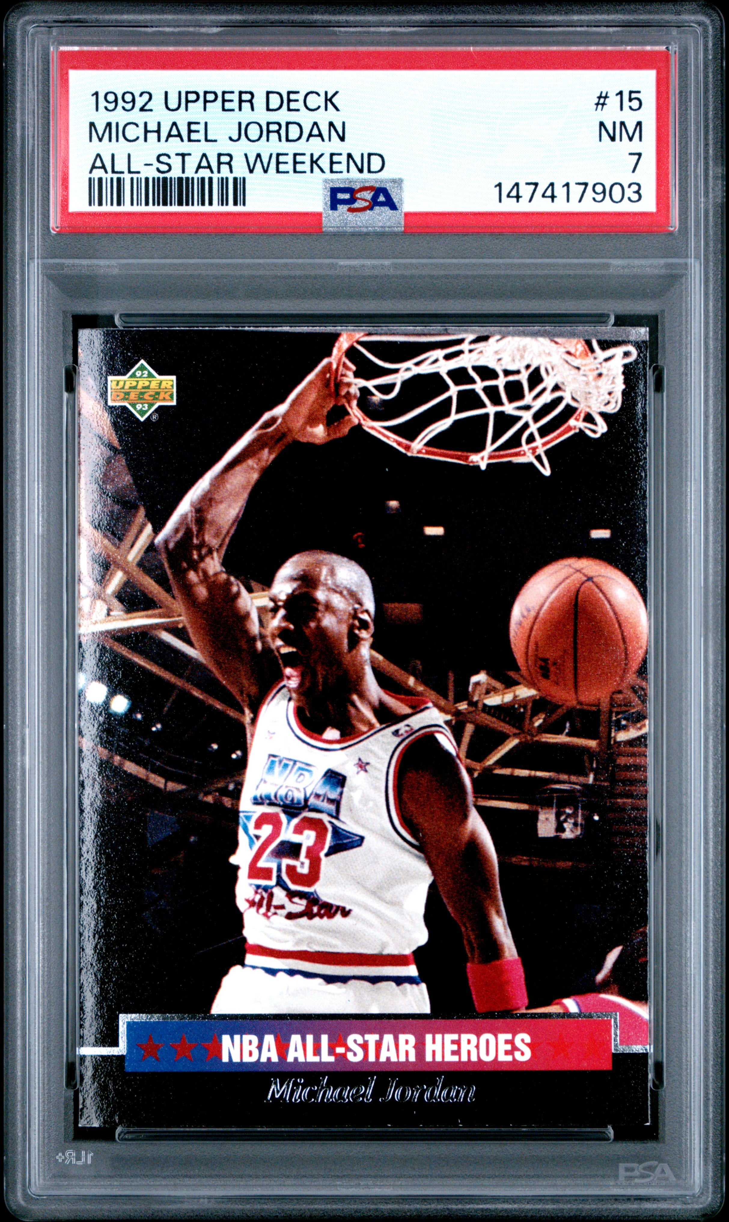 1992 UPPER DECK ALL-STAR WEEKEND 15 MICHAEL JORDAN PSA 7 - front