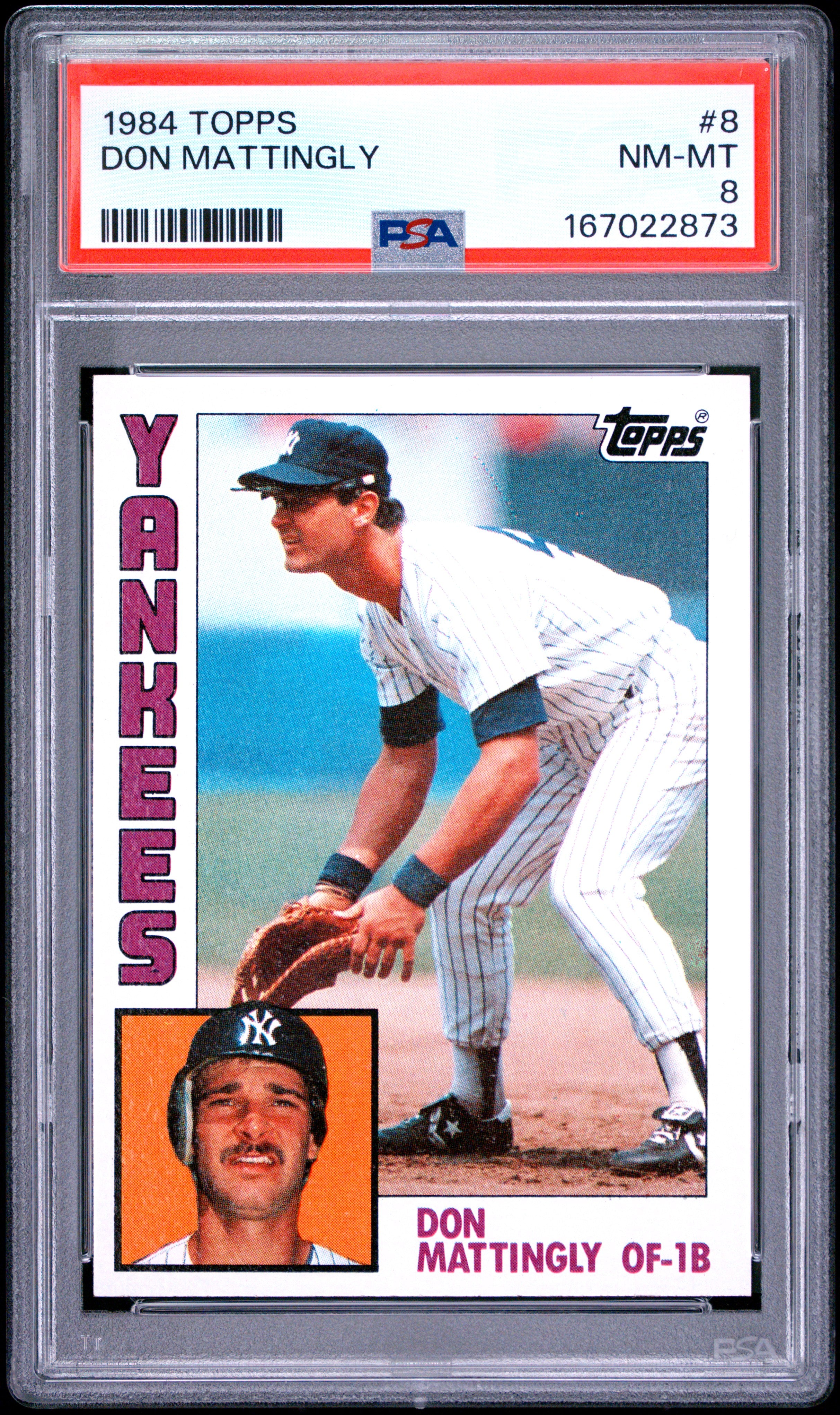 1984 TOPPS 8 DON MATTINGLY PSA 8 - front