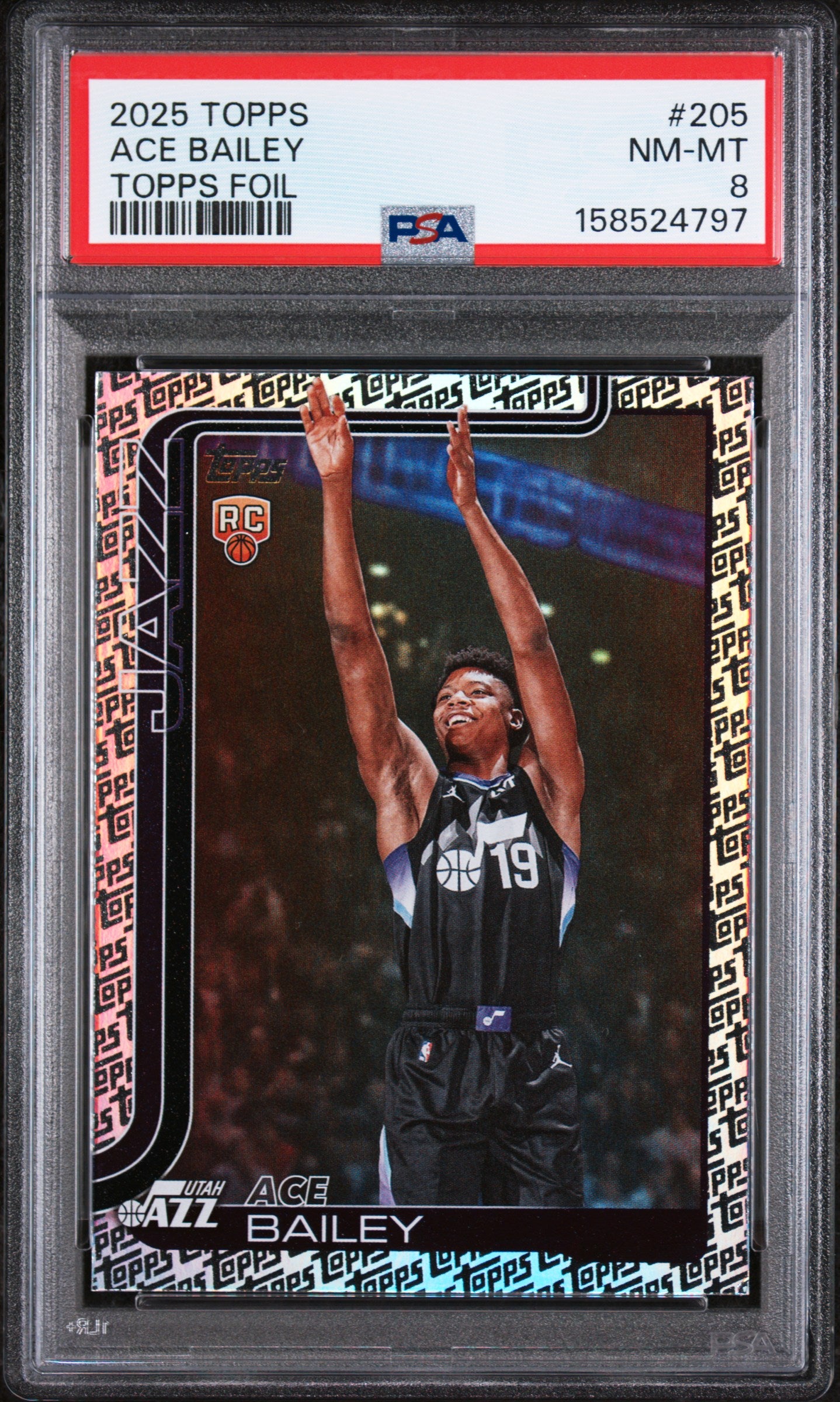 2025 TOPPS 205 ACE BAILEY TOPPS FOIL PSA 8 - front