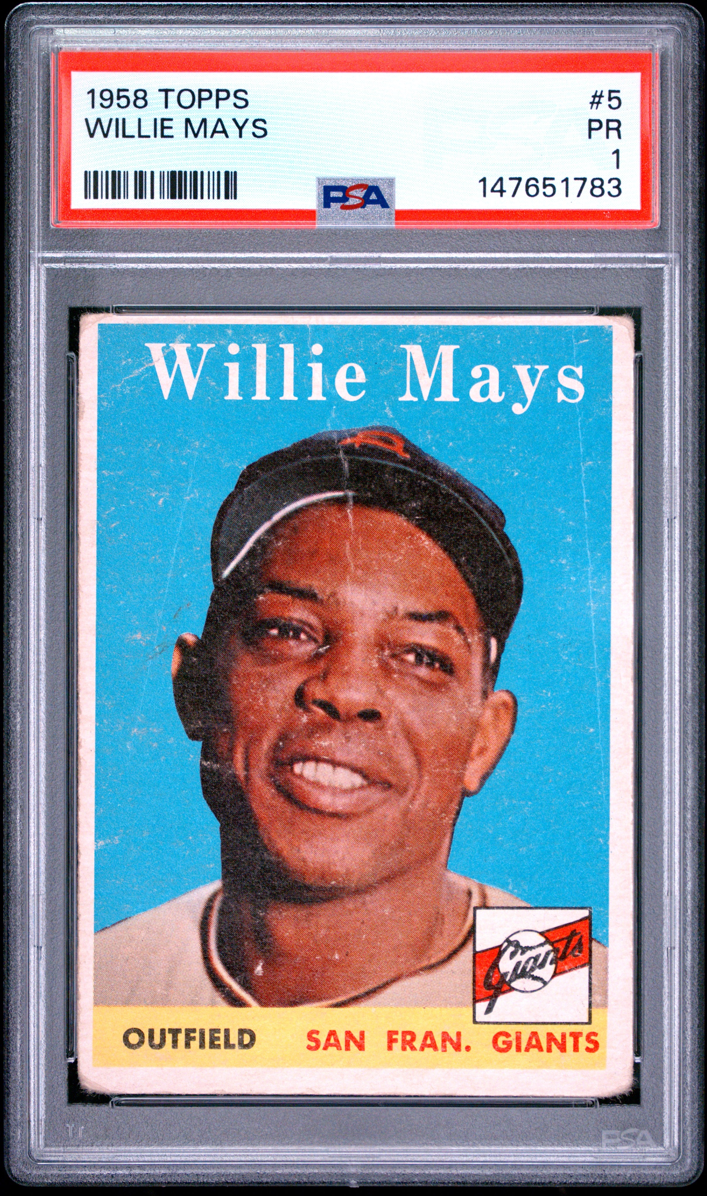 1958 TOPPS 5 WILLIE MAYS PSA 1 - front