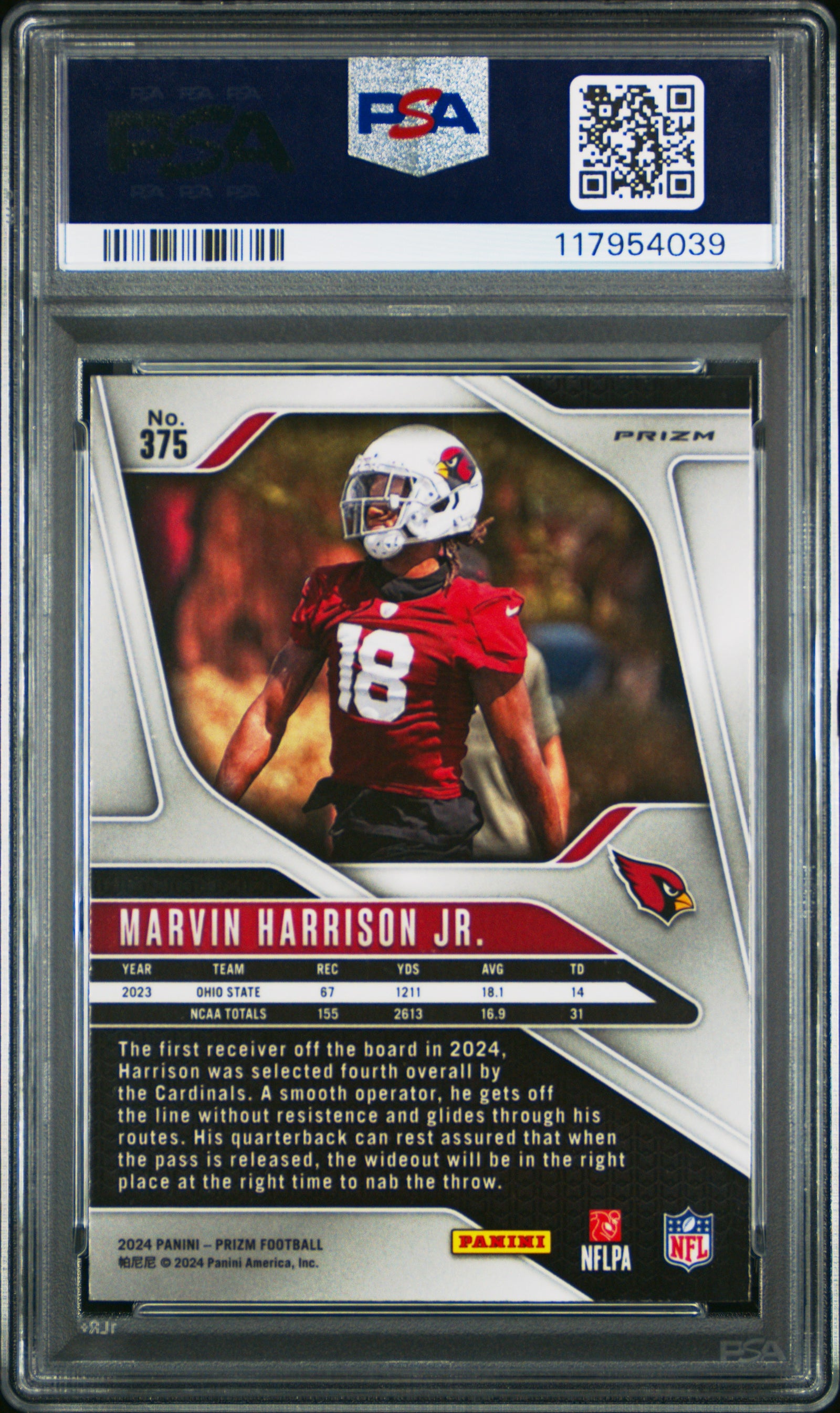 2024 Panini Prizm 375 Marvin Harrison Jr. Green Wave PSA 10