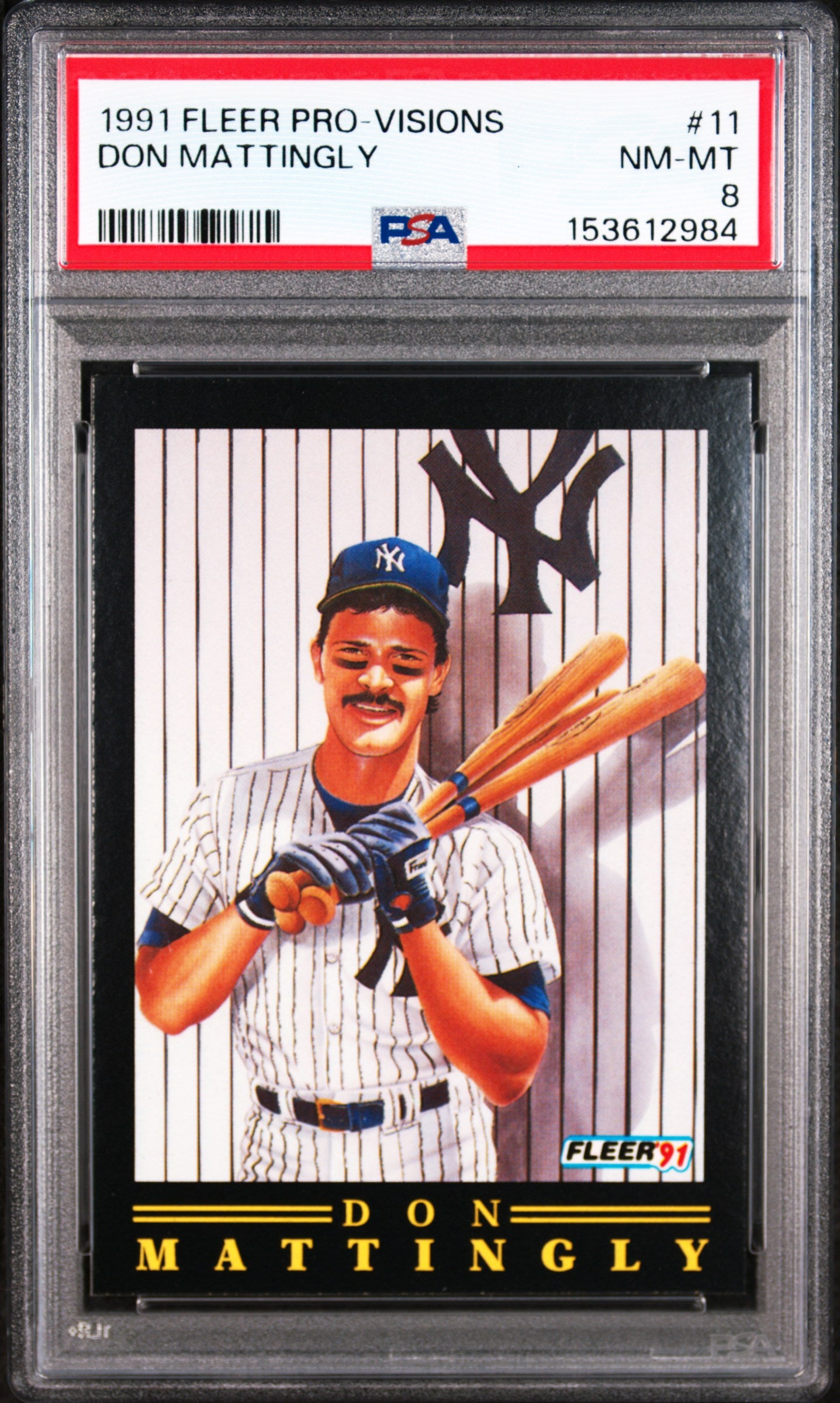 1991 FLEER PRO-VISION 11 DON MATTINGLY PSA 8 - front