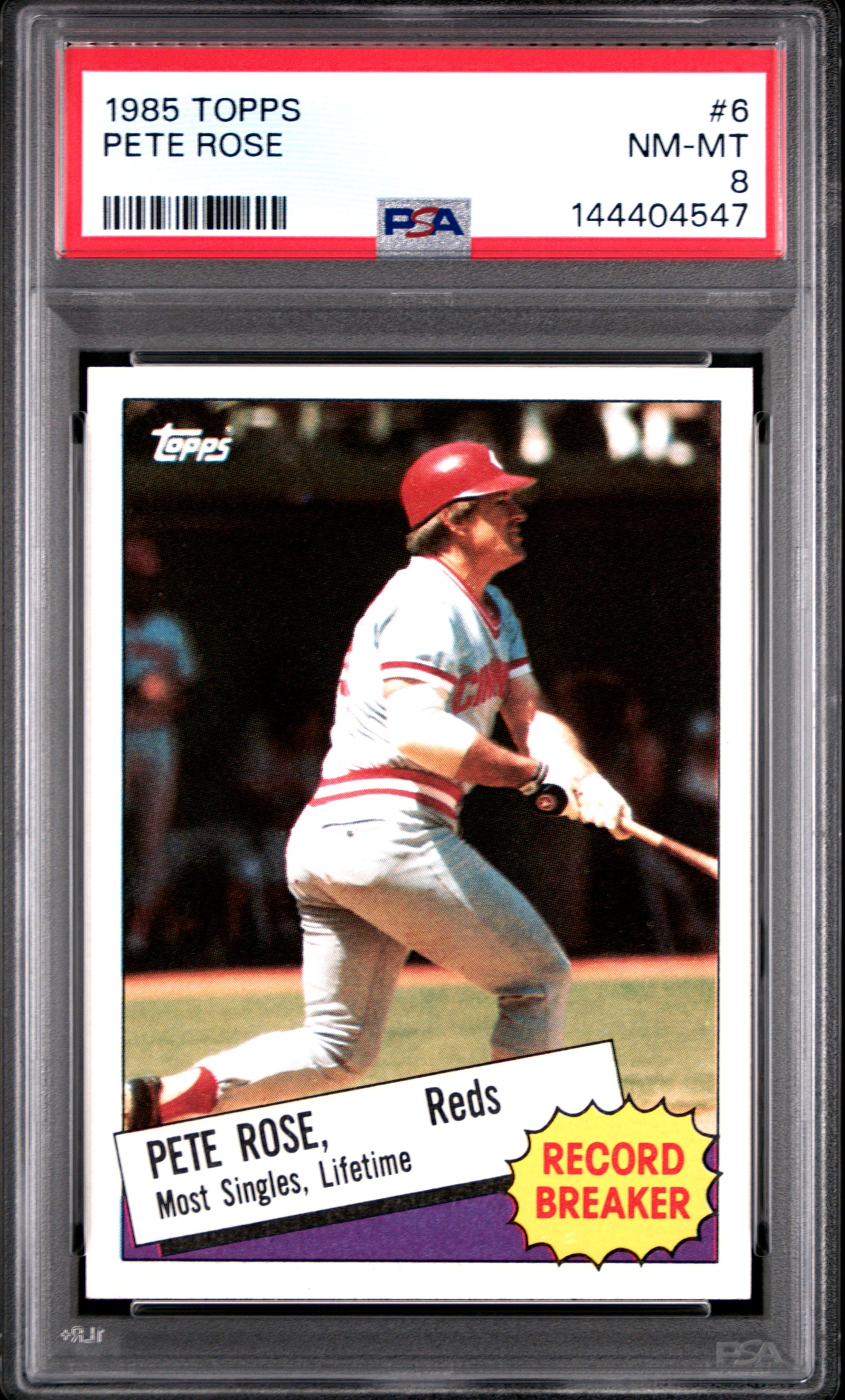 1985 TOPPS 6 PETE ROSE PSA 8 - front