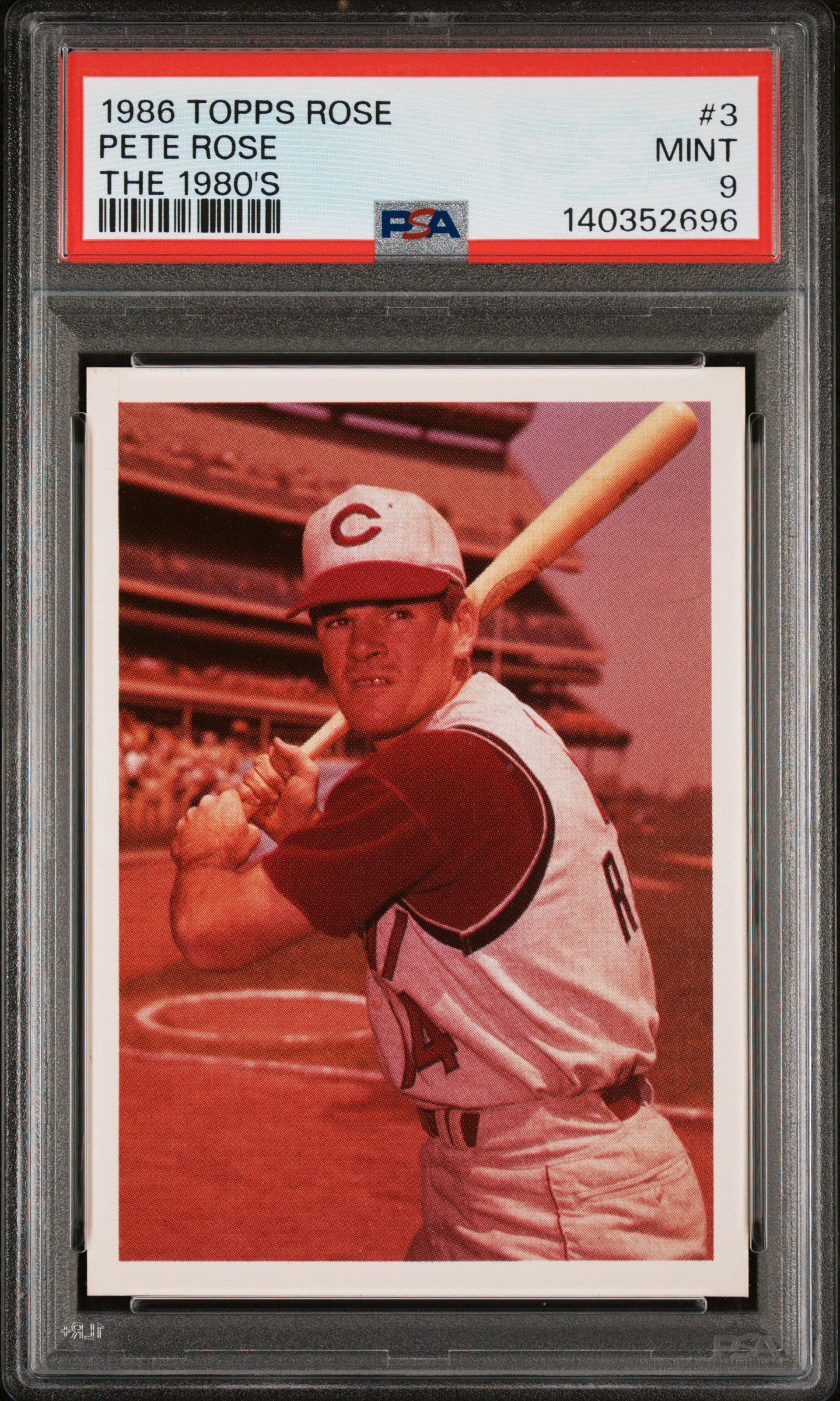 1986 TOPPS PETE ROSE SET 3 PETE ROSE THE 1980'S PSA 9 - front