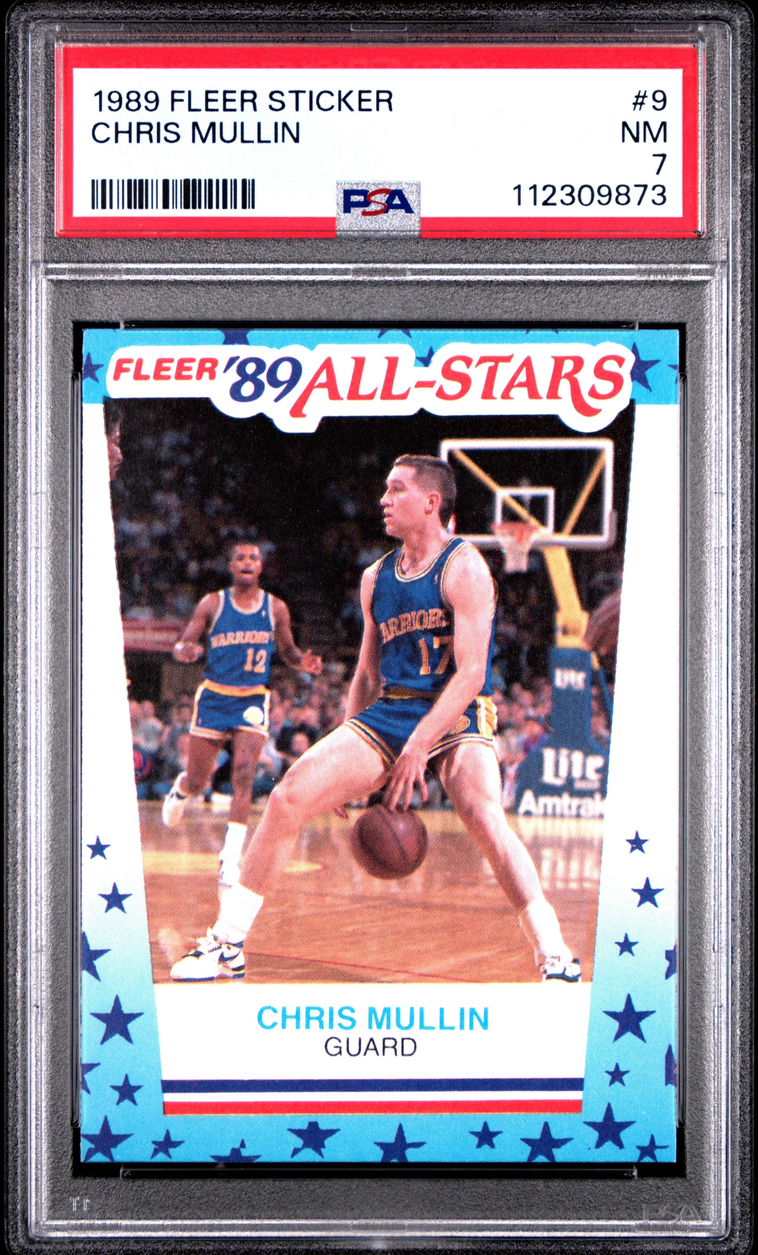 1989 FLEER STICKER 9 CHRIS MULLIN PSA 7 - front