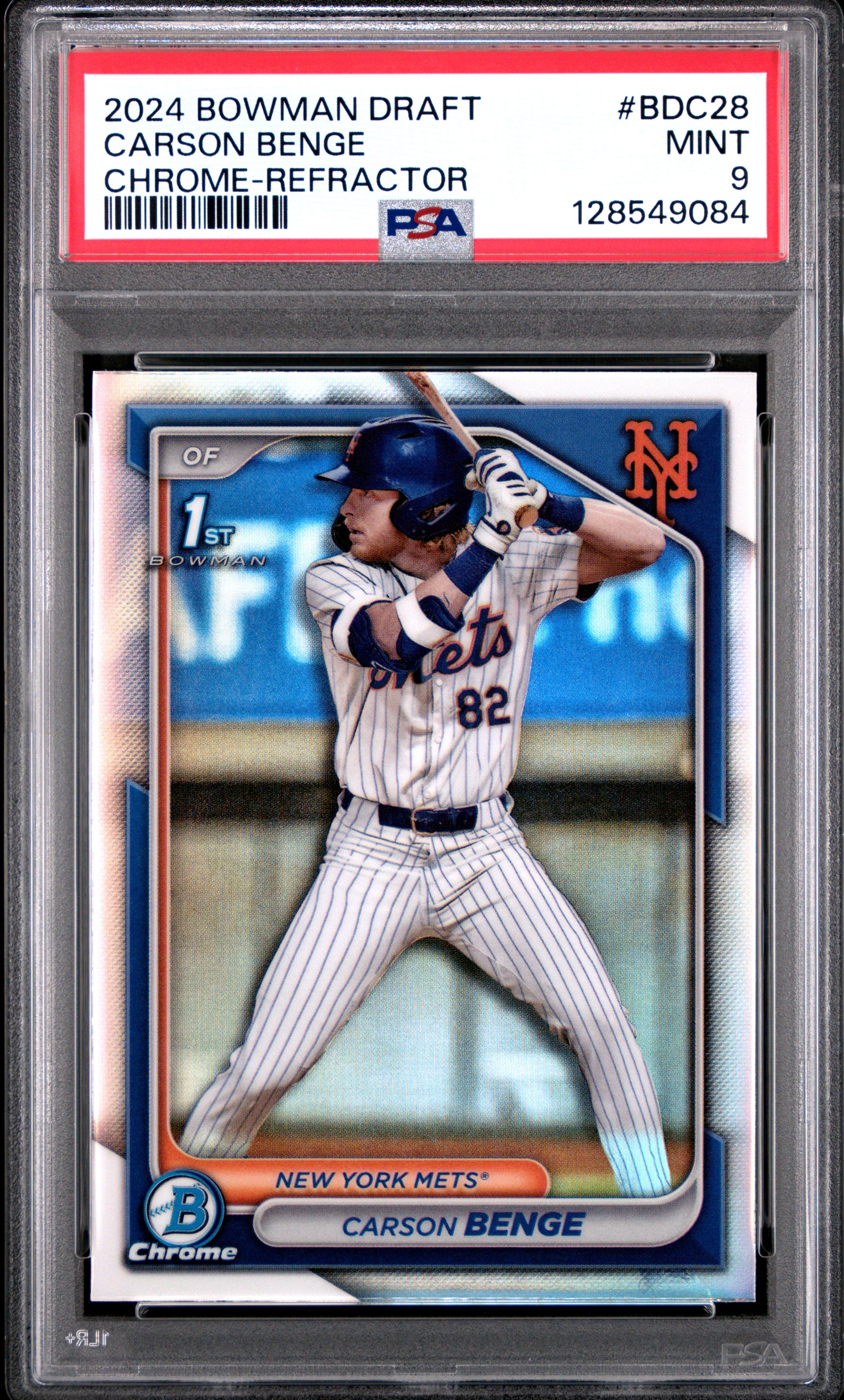 2024 Bowman Draft Bdc28 Carson Benge Chrome-Refractor PSA 9