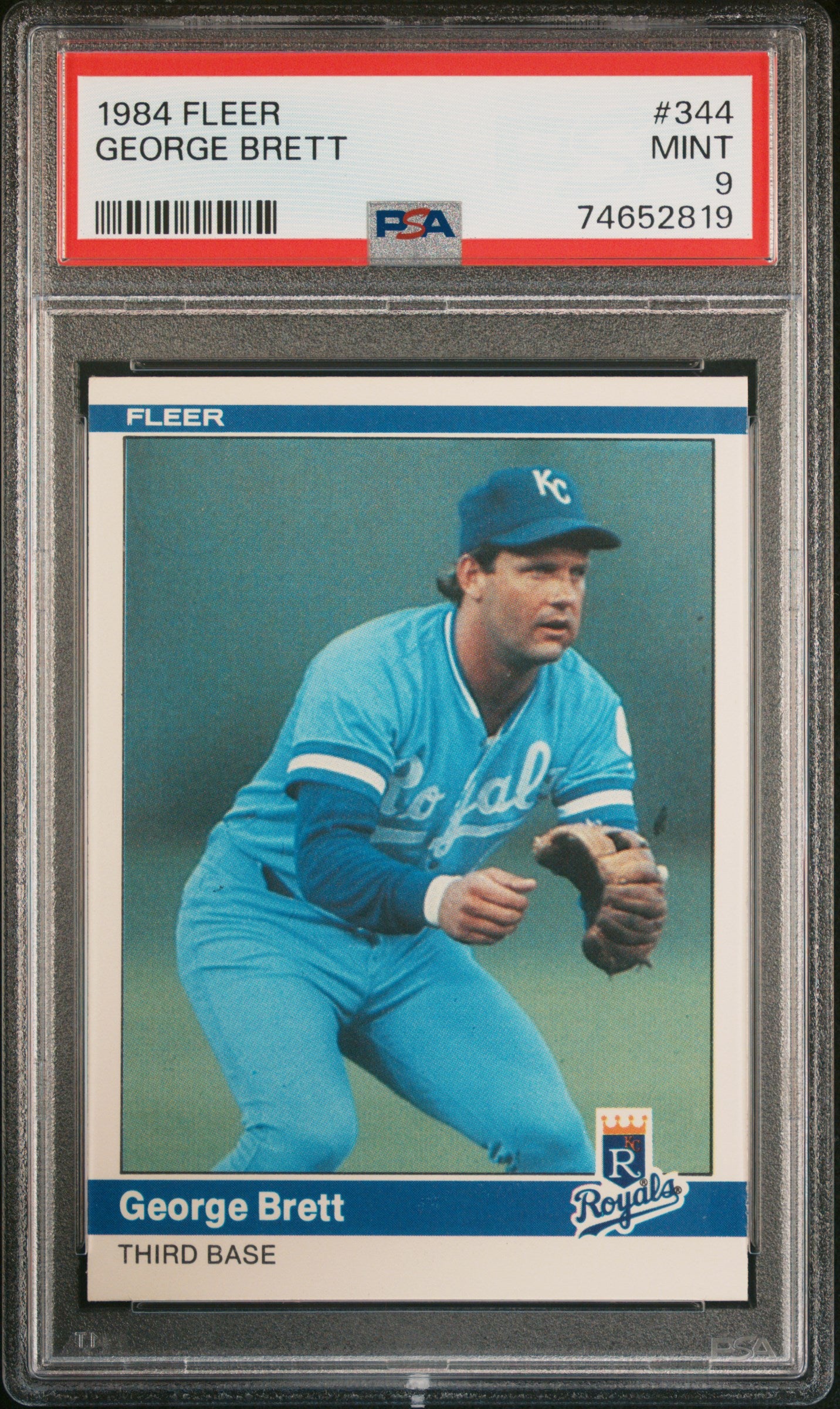 1984 FLEER 344 GEORGE BRETT PSA 9 - front