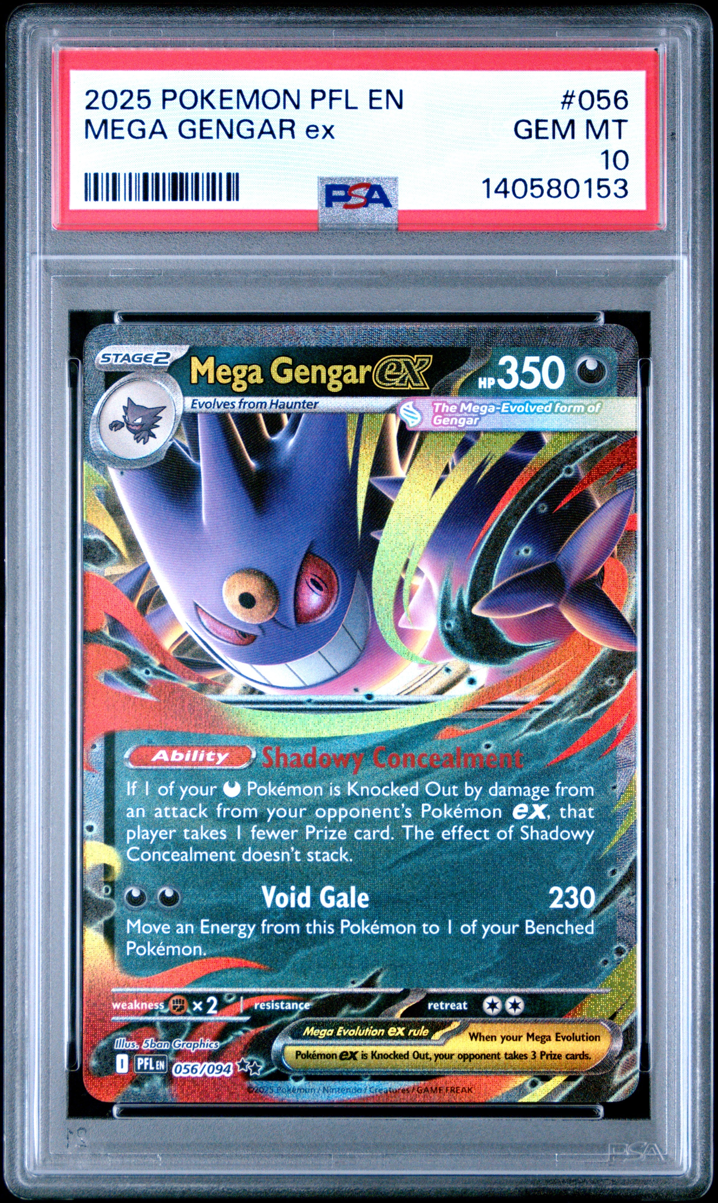 2025 POKEMON PFL EN-PHANTASMAL FLAMES 056 MEGA GENGAR EX PSA 10 - front