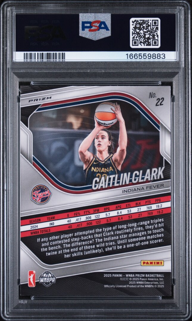 2025 Panini Prizm WNBA #22 Caitlin Clark White Seismic PSA 9