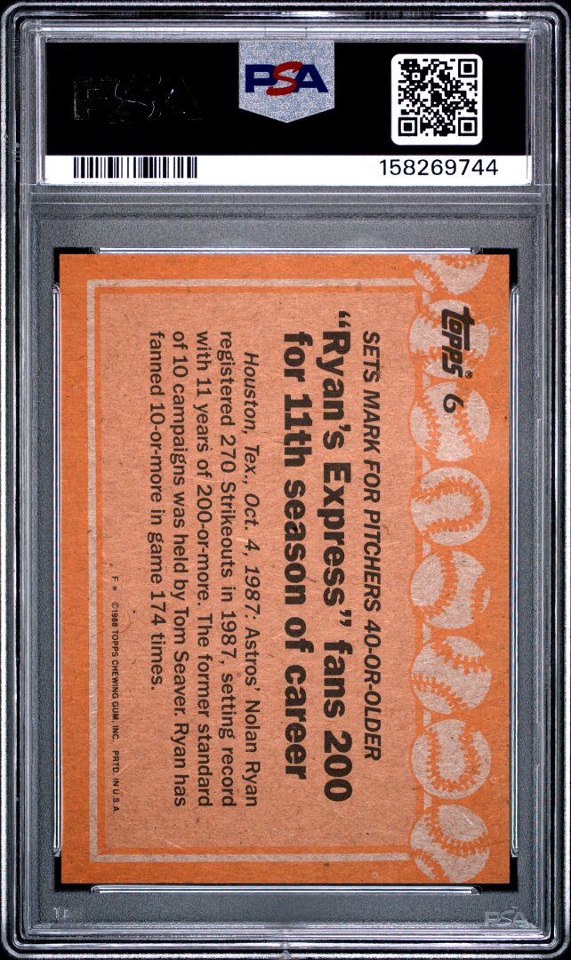 1988 Topps Nolan Ryan PSA 8 #6