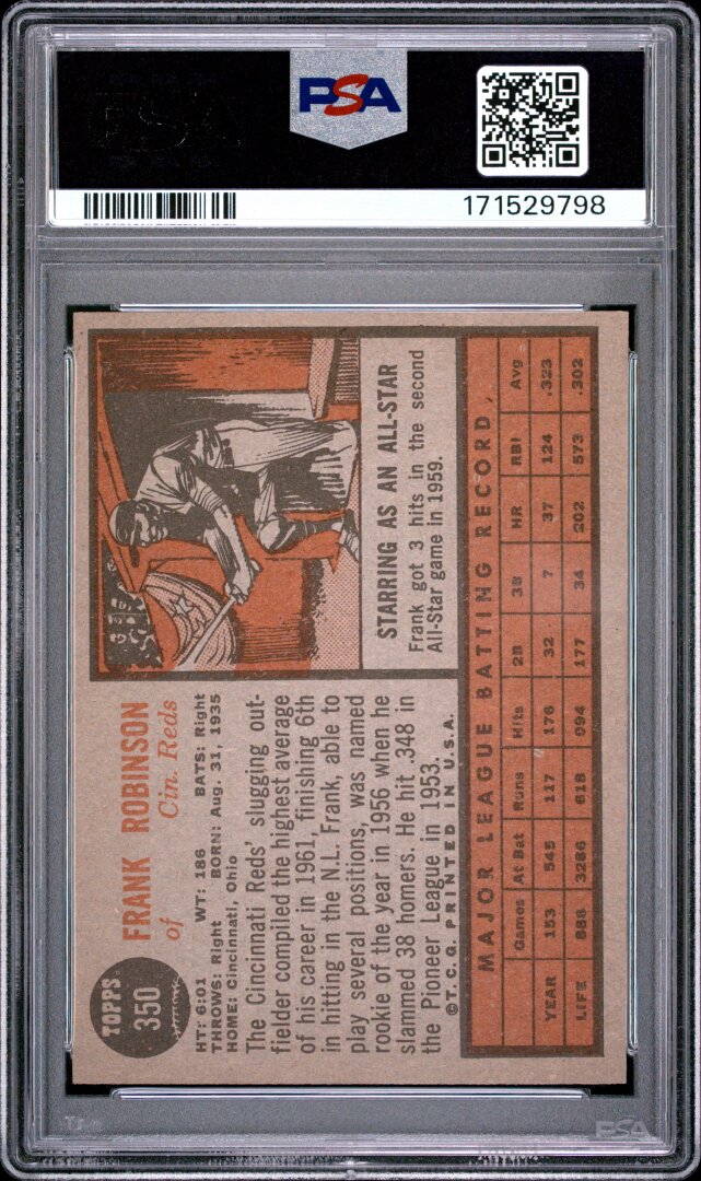 1962 Topps #350 Frank Robinson PSA 5